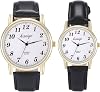 JewelryWe Pair of Watches Analogue Quartz Partner Friendship Watch Classic Simple Leather Strap Couple Watch for Men Women Black / Brown
