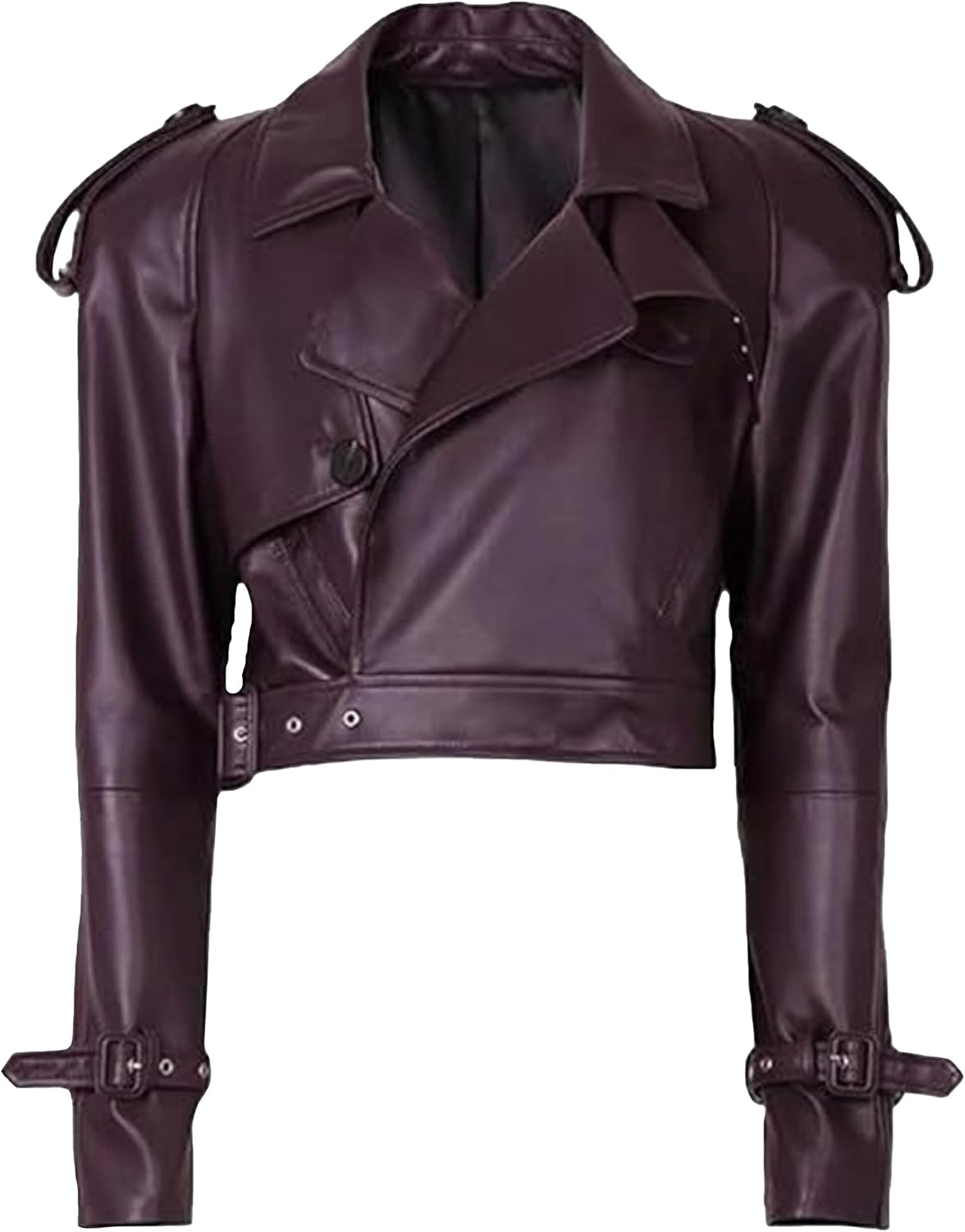 Women's Cropped Leather Jacket - Short Moto Style Leather Crop Jackets for Women