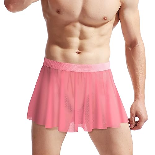 Mens Mesh Sissy Skirts Sexy See Through Crossdressers Skirted Underwear