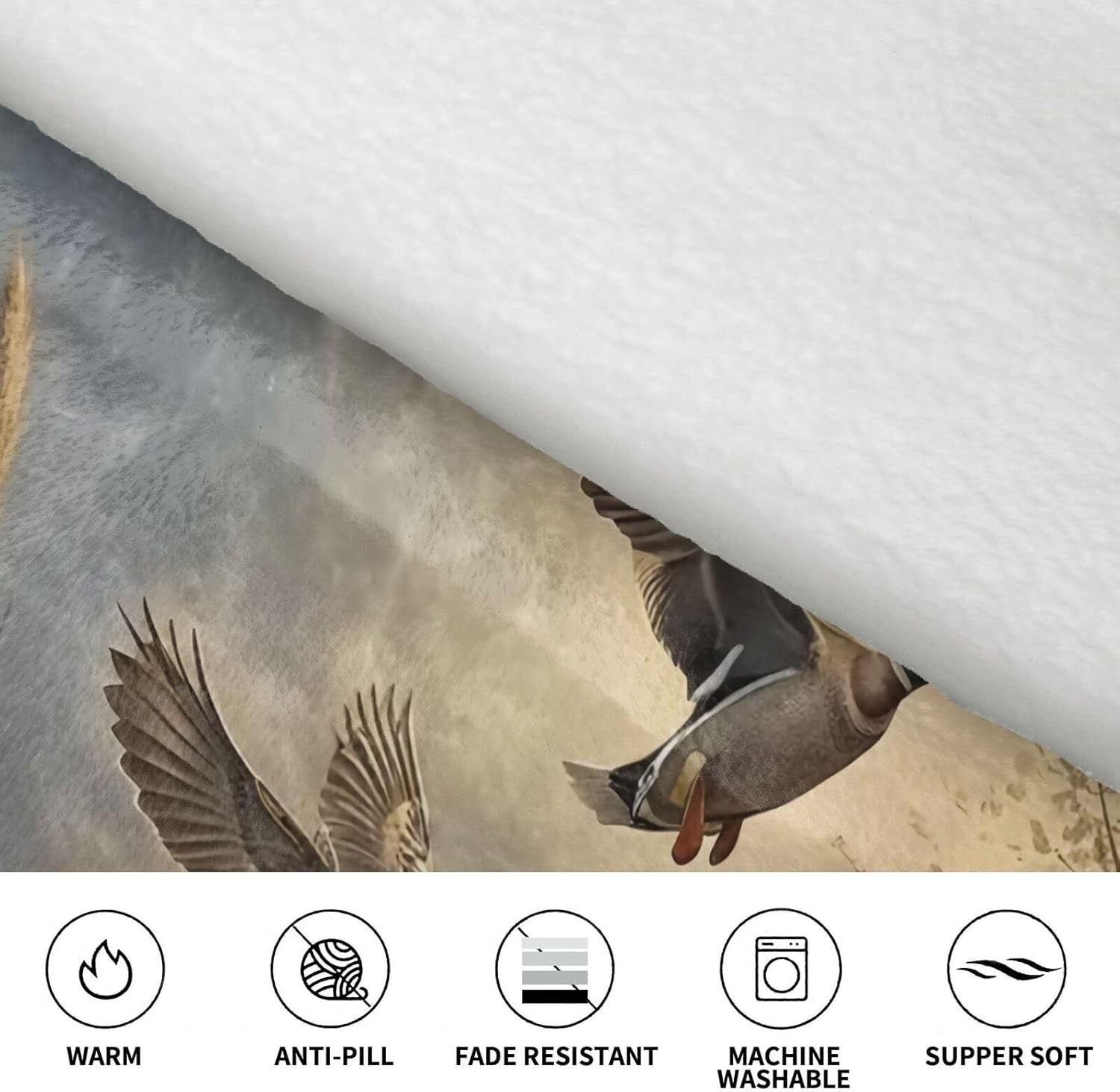 Mallard Ducks Hunting Flying Print Blanket Hoodie Fleece Sweatshirt Blanket With Sleeves And Pockets