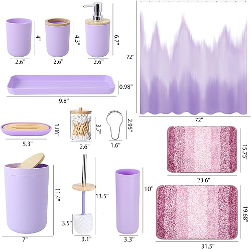 Vista 50 de iMucci Accesorios de baño, juego de baño negro con cortina de ducha y alfombra, cortina de ducha impermeable con alfombra ultra absorbente, juego