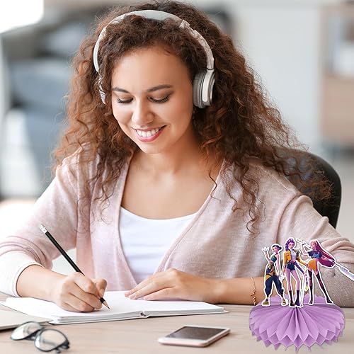 Miniatura 6 de 9 piezas de centro de mesa de nido de abeja de cazadores de películas demoníacas, suministros de fiesta de cumpleaños de cazadores de películas de