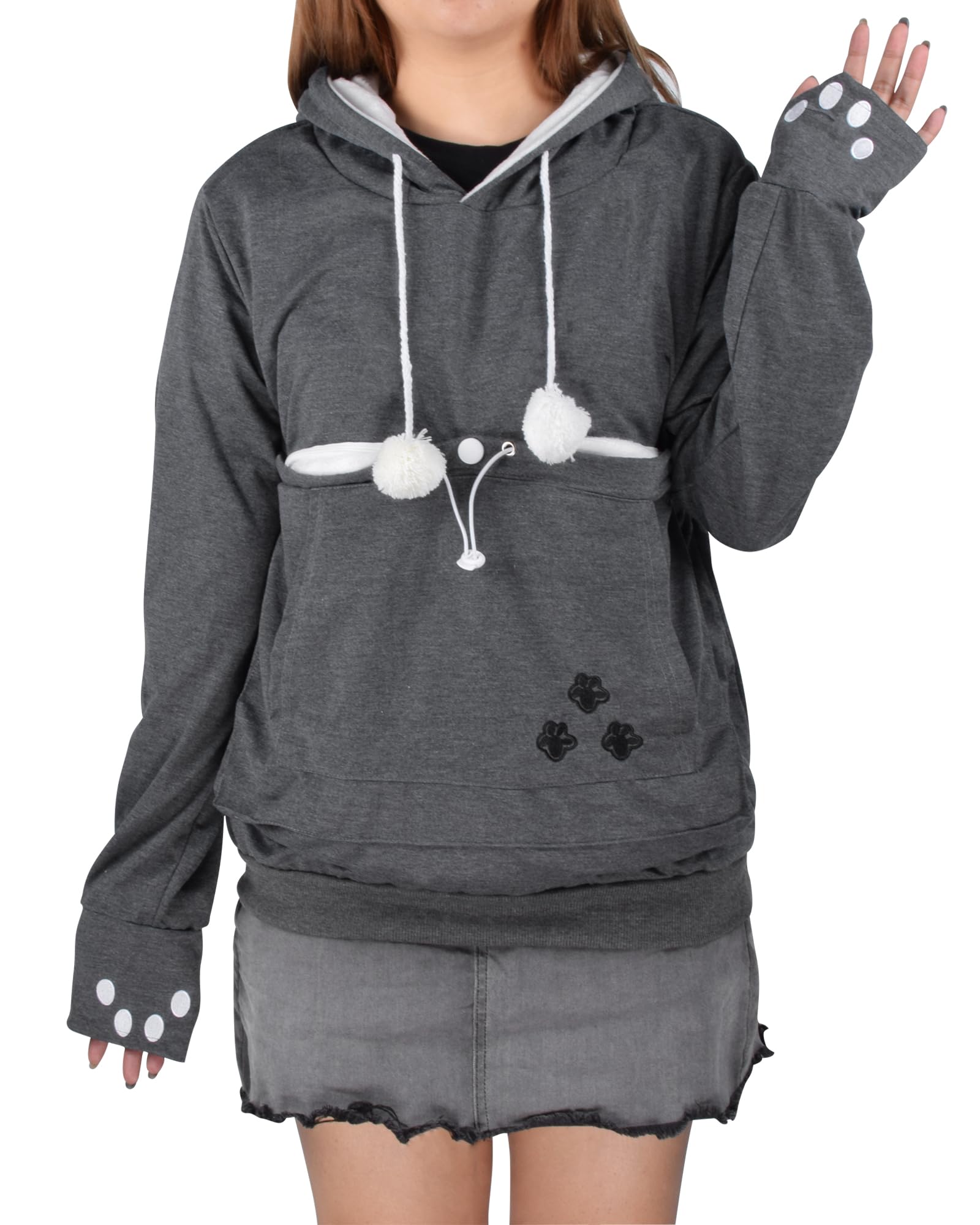 Felpa con Cappuccio da Donna, Felpa Porta Gatto Moda Donna Tasca Gatto Morbide Sweatshirt con Cappuccio Pullover a Maniche Lunghe Casual Autunno Inverno Hoodies