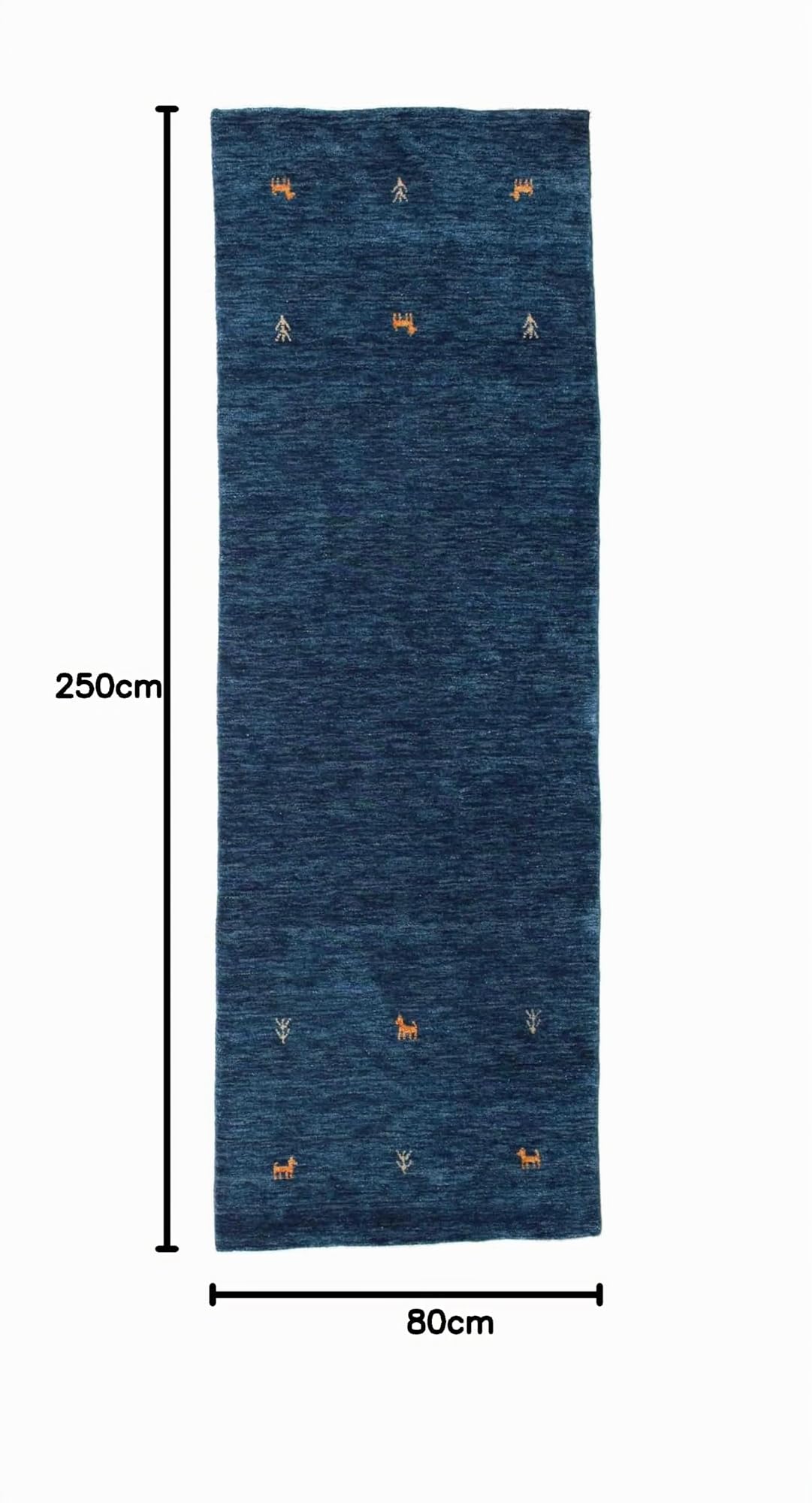 RugVista Gabbeh Loom Two Lines Teppich, 80 x 250 cm, Dunkel Blau | Gabbeh, Rechteckig, Niedriger Stapel, Nur chemische Reinigung, Oeko-Tex 100, Wohnzimmer, Esszimmer, Schlafzimmer, Diele