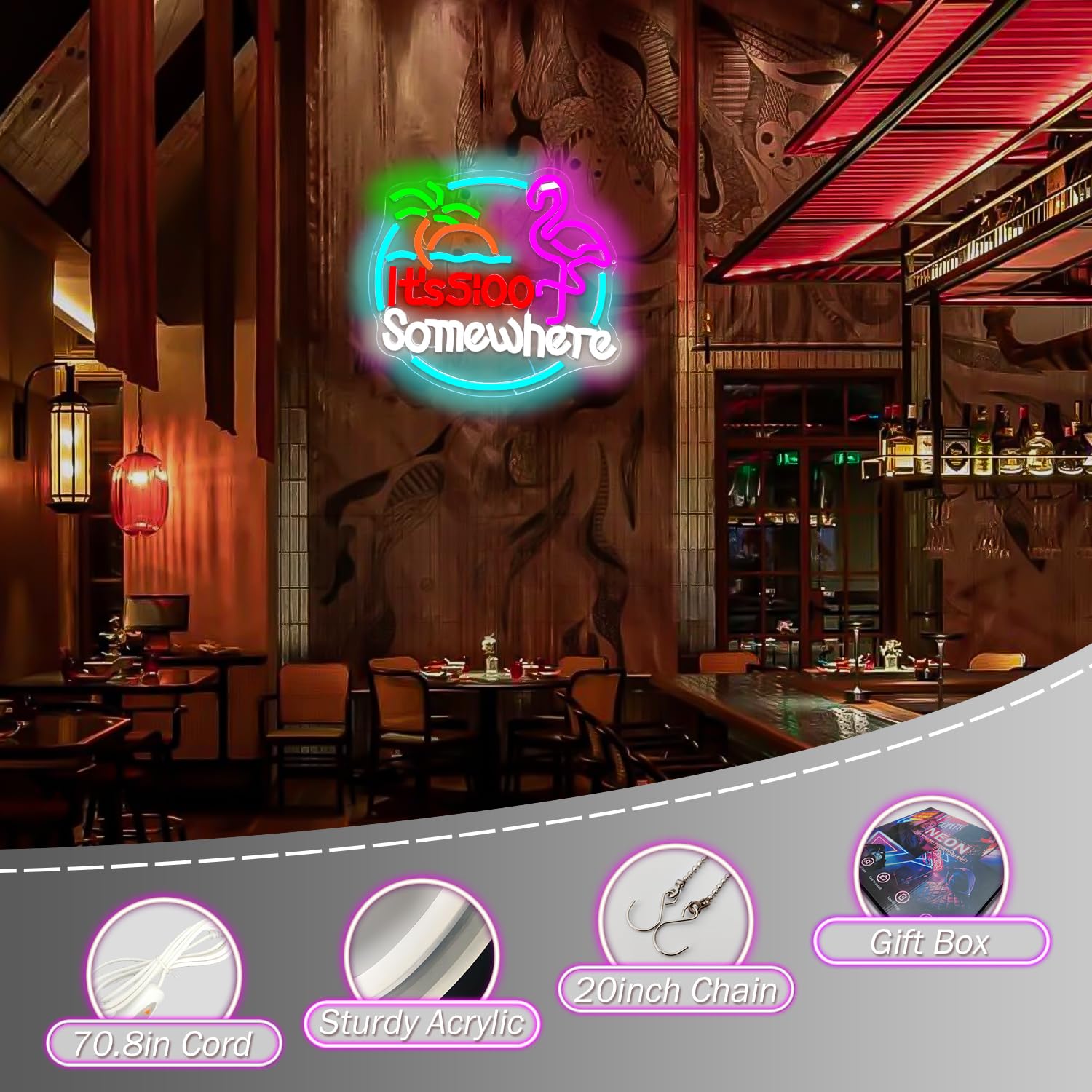 Hoyoelec Its 5:00 O'clock Somewhere Neon Signs for Wall