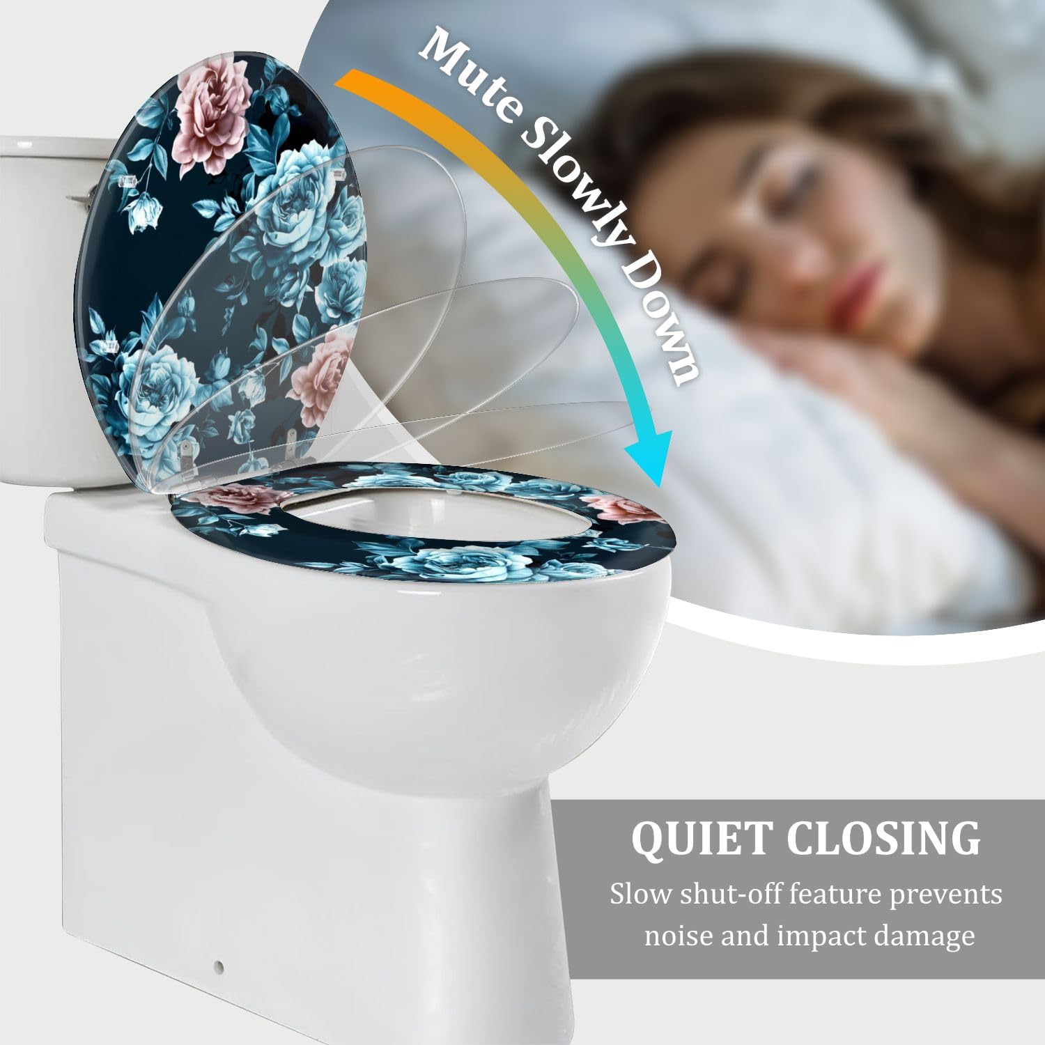 Sedile WC in resina YumkHome con chiusura ammortizzata e sgancio rapido per