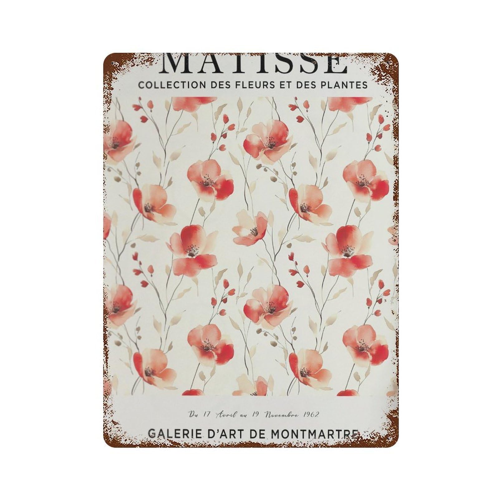 xiaoxiaoshen Henri Matisse Red Flower. Flower Market Plant. Botanical Wall Decor Art Metal Tin Poster Modern Home Decor Art Home Bar Shop Decorations Vintage Sign 40x30cm