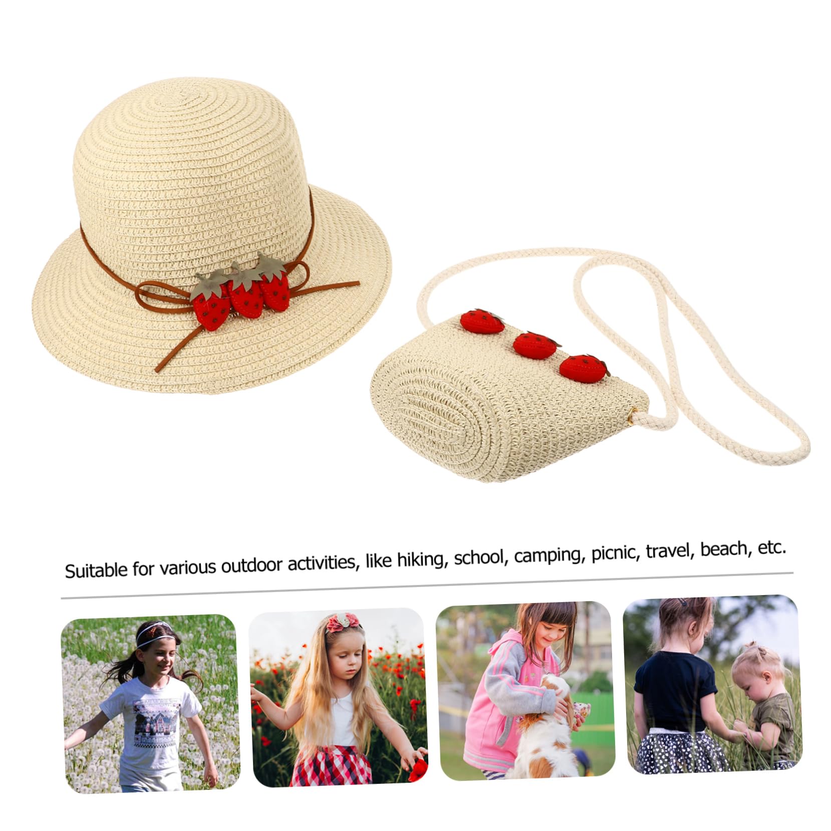 Beaupretty Sombrero de Sol de para Niñas con Bolso de Mano de Verano para Protección Solar Actividades al Aire