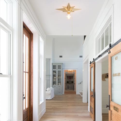 Miniatura 3 de VILUXY Lámpara de techo de montaje empotrado, lámparas de estrella de latón con interruptor de encendidoapagado de cadena de tracción para pasillo,