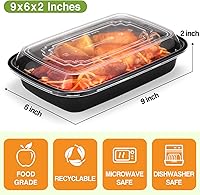 Vista 2 de Eupako 20 juegos de recipientes de preparación de comidas de 28 onzas reutilizables – Contenedores de plástico para almacenamiento de alimentos