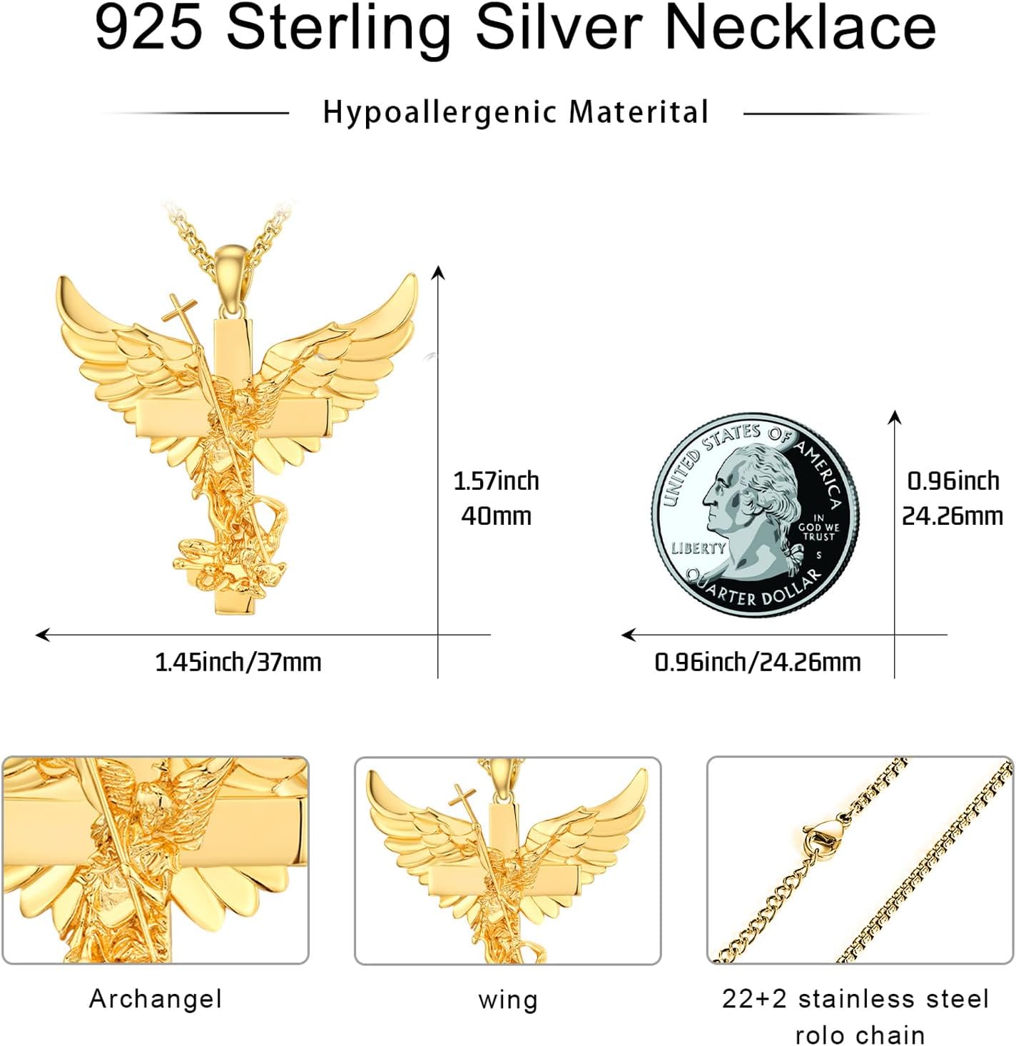 TwoAnts Patron Saint Medal Necklace 925 Sterling Silver Protection Pendant Necklace Catholic Jewelry Gifts for Men Women - Image 2