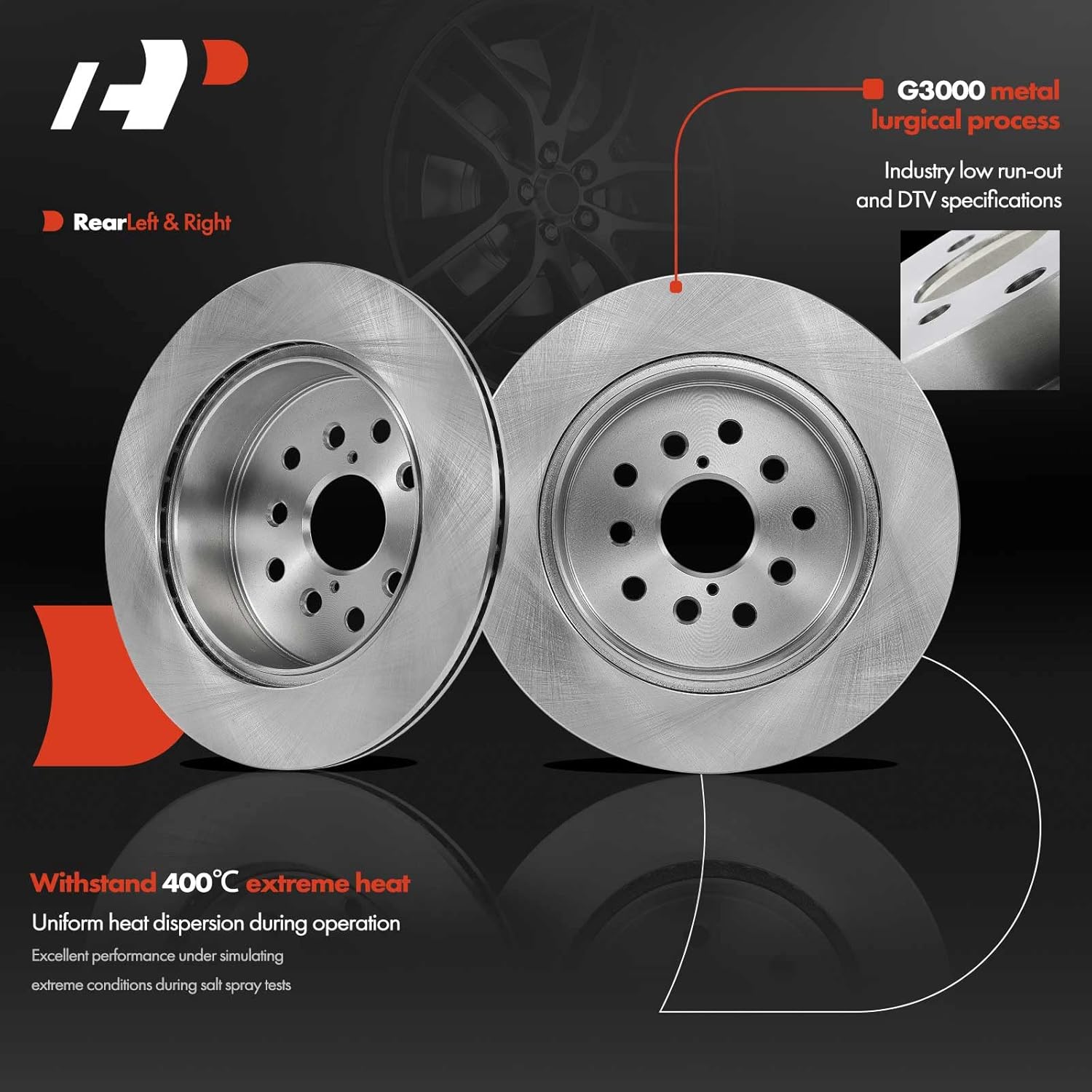 A-Premium 12.2 inch (310mm) Rear Vented Disc Brake Rotors + Ceramic Pads Kit Compatible with Select Lexus Models -LS430 2001 2002 2003 2004 2005 2006, 4.3L, 6-PC Set