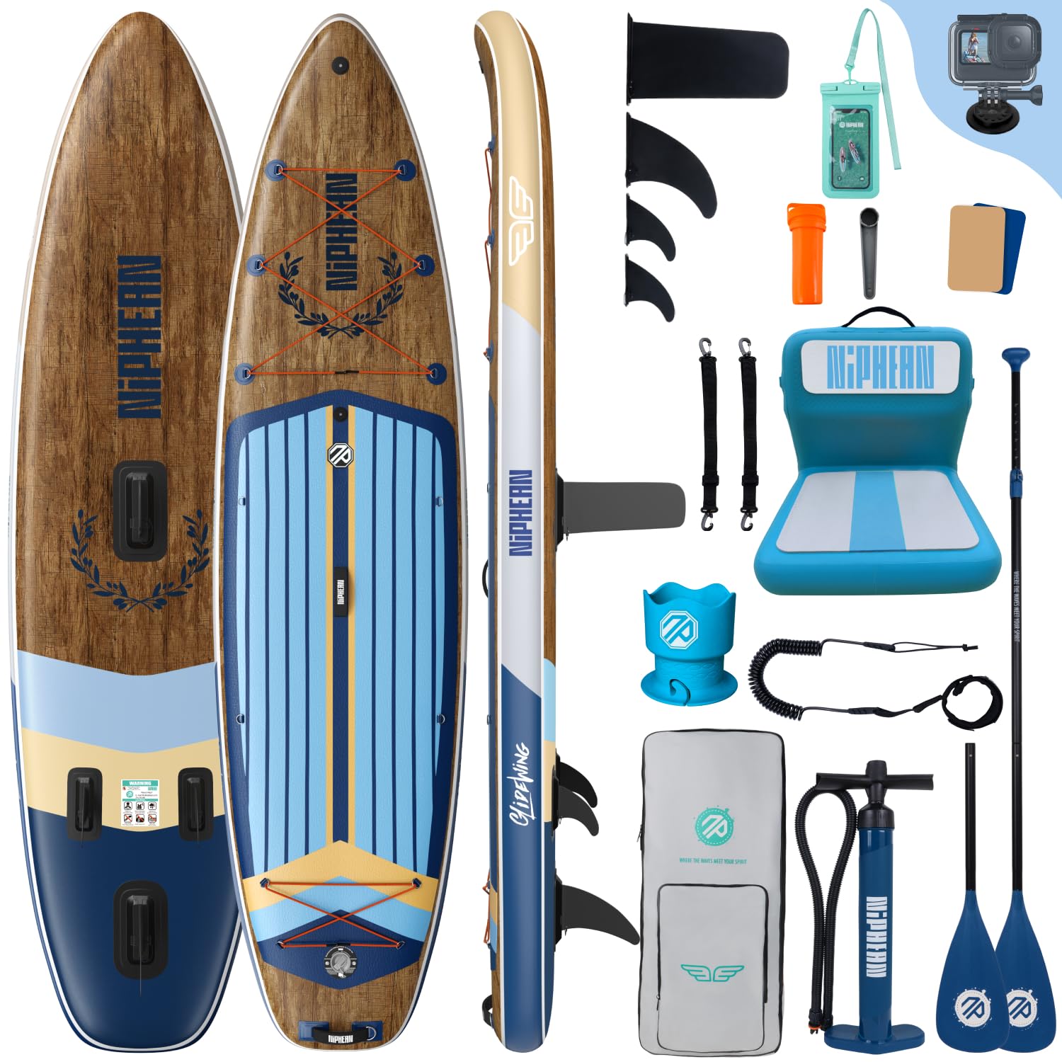 Niphean (Extra Large) Tavola SUP Gonfiabile, SUP per 2+1 Persone e Famiglie | Tavola SUP Gonfiabile per Adulti con Capacità di 250kg, Set Completo di Accessori, Pinna StabilTrac e Deck Antiscivolo
