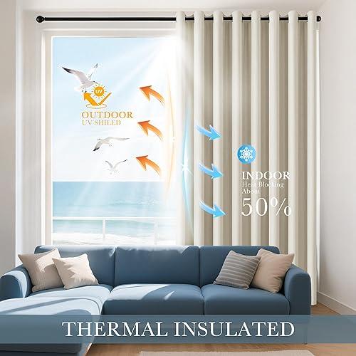 Vista 317 de PONY DANCE - Cortinas opacas con ojales, se venden como 2 piezas Blanco grisáceo