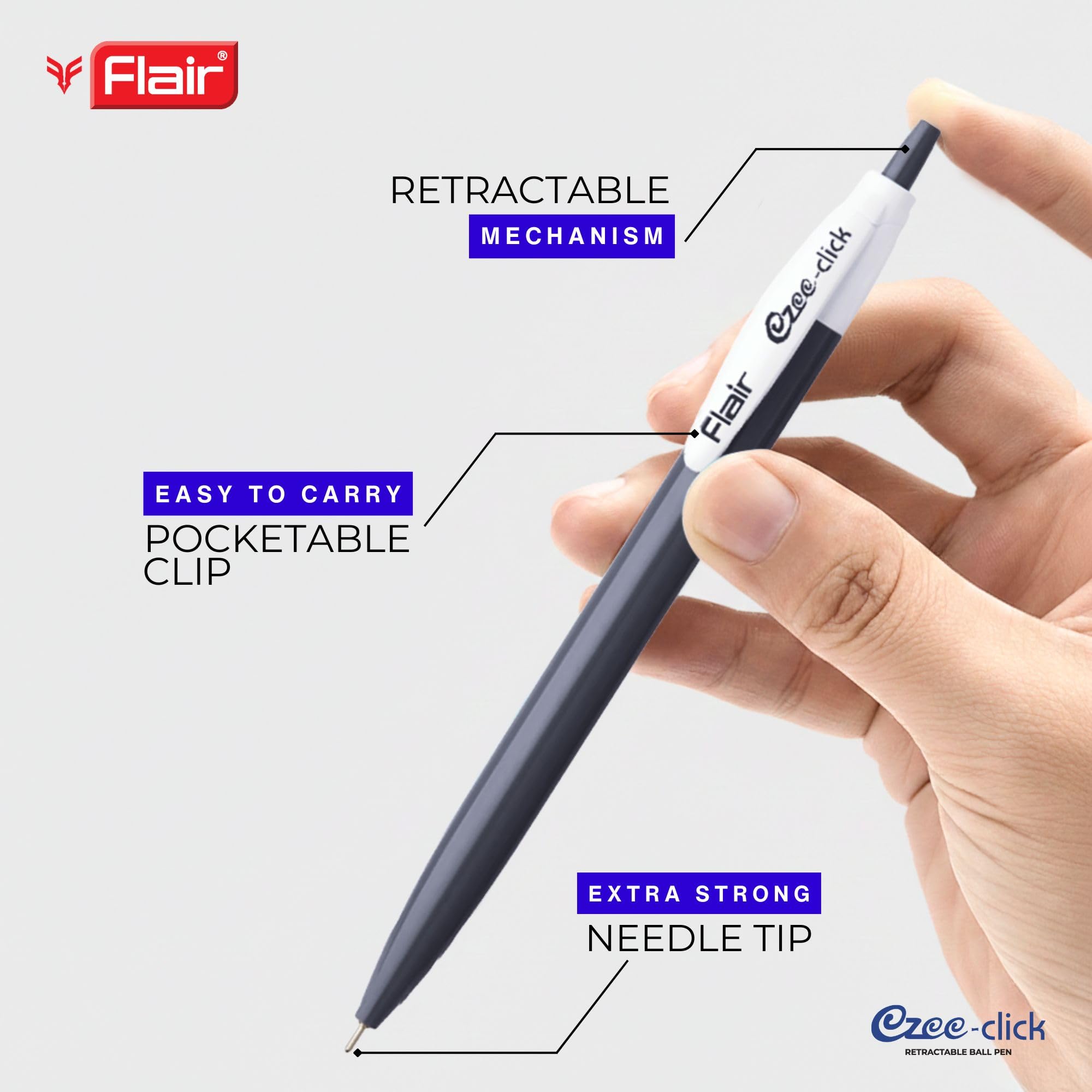 Amazon.com : FLAIR Ezee Click 0.7 to 1 mm Ball Pen Jar Pack