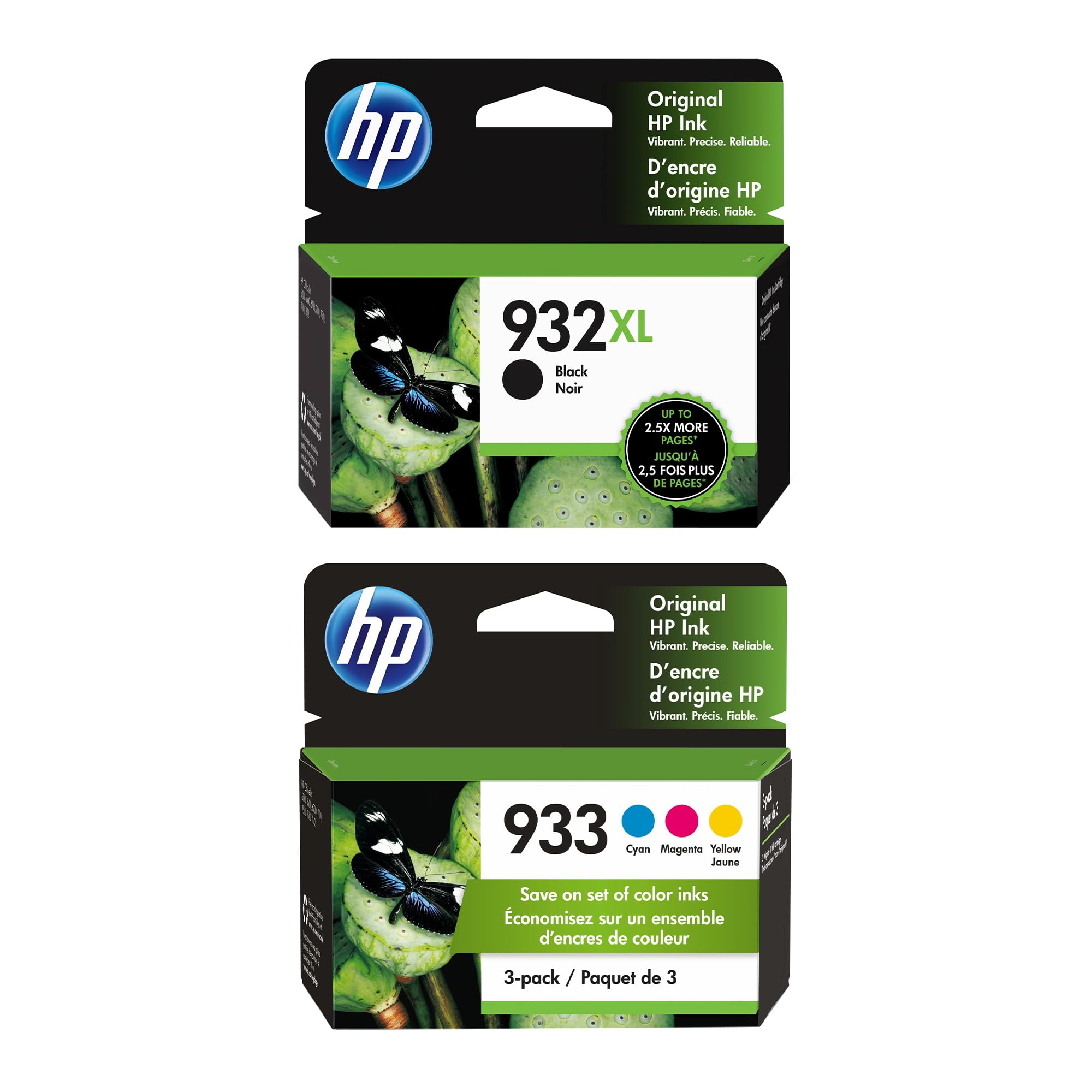 HP 932XL Black High-Yield / 933 CMY Tri-Color Ink Cartridge Printers | Works with Printer Series: OfficeJet 6100, 6600, 6700, 7110, 7510, 7610, 7612 |