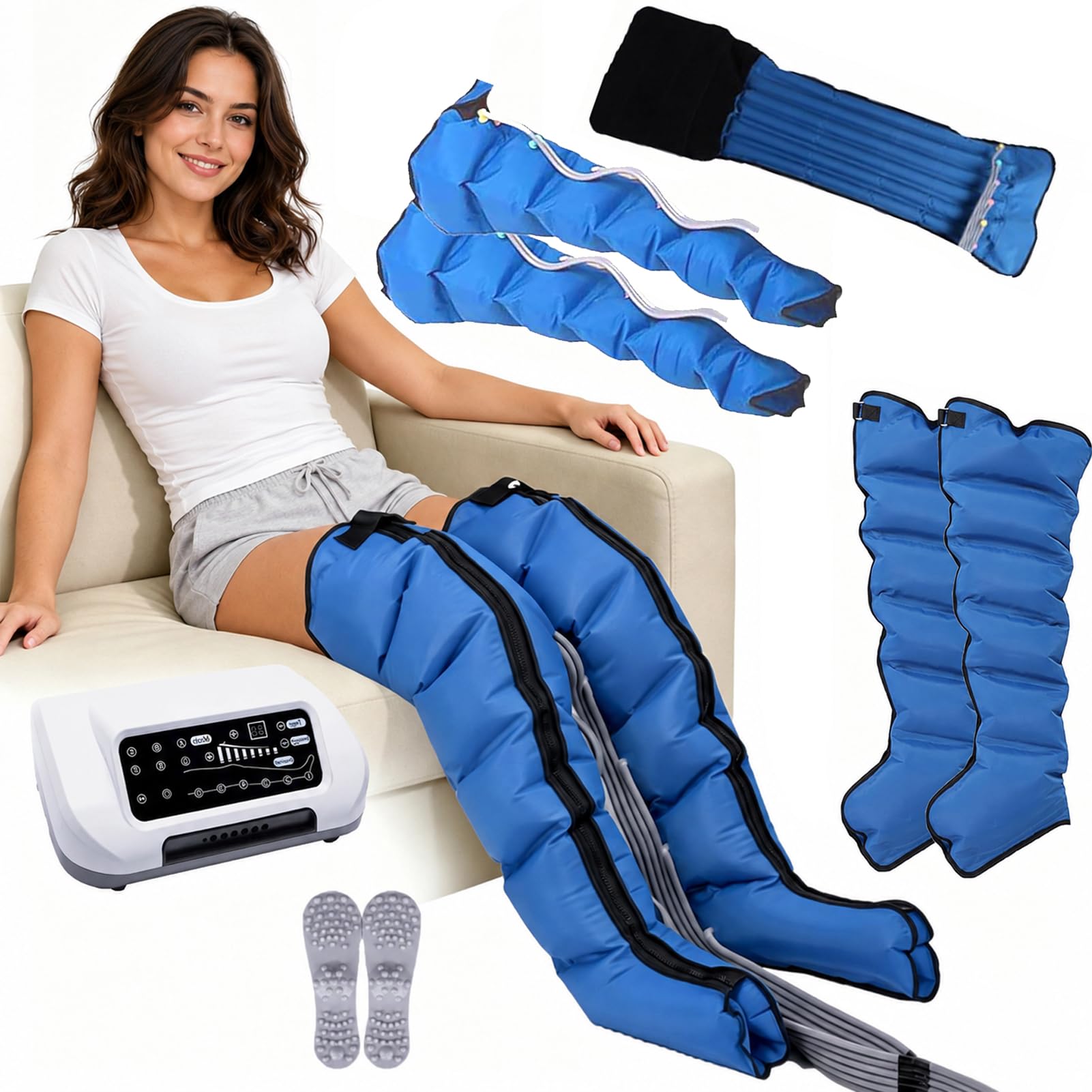 6 Cavidades de Aire, Botas de Compresión Eléctricas L/XL Drenaje Linfático y Presoterapia para Tratamiento de Lipedema, Masaje Cuerpo Completo para Relax y Recuperación