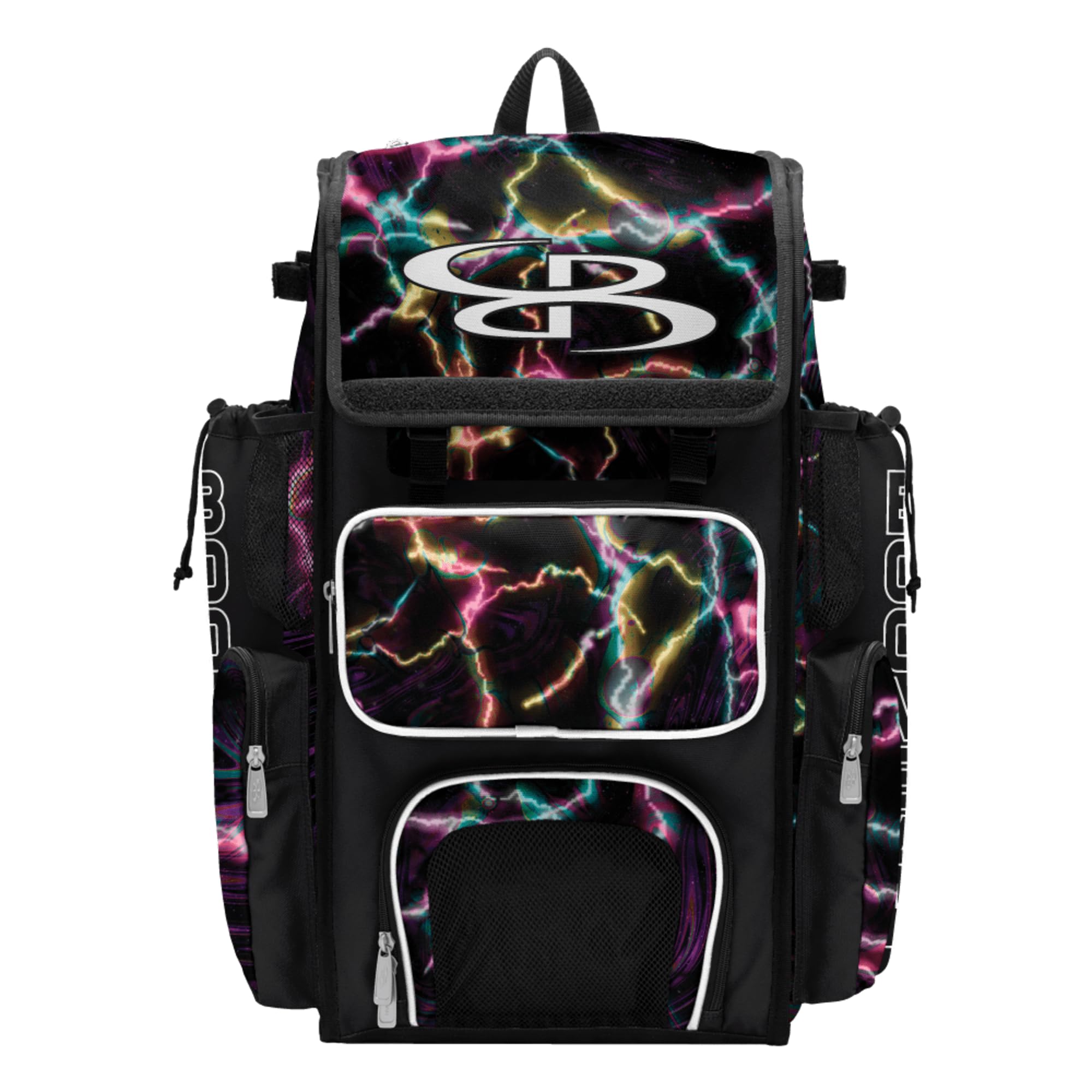 Boombah Superpack Bat Bag - Backpack Version (no wheels) - Holds 4 Bats - Bolt Black/White/Yellow