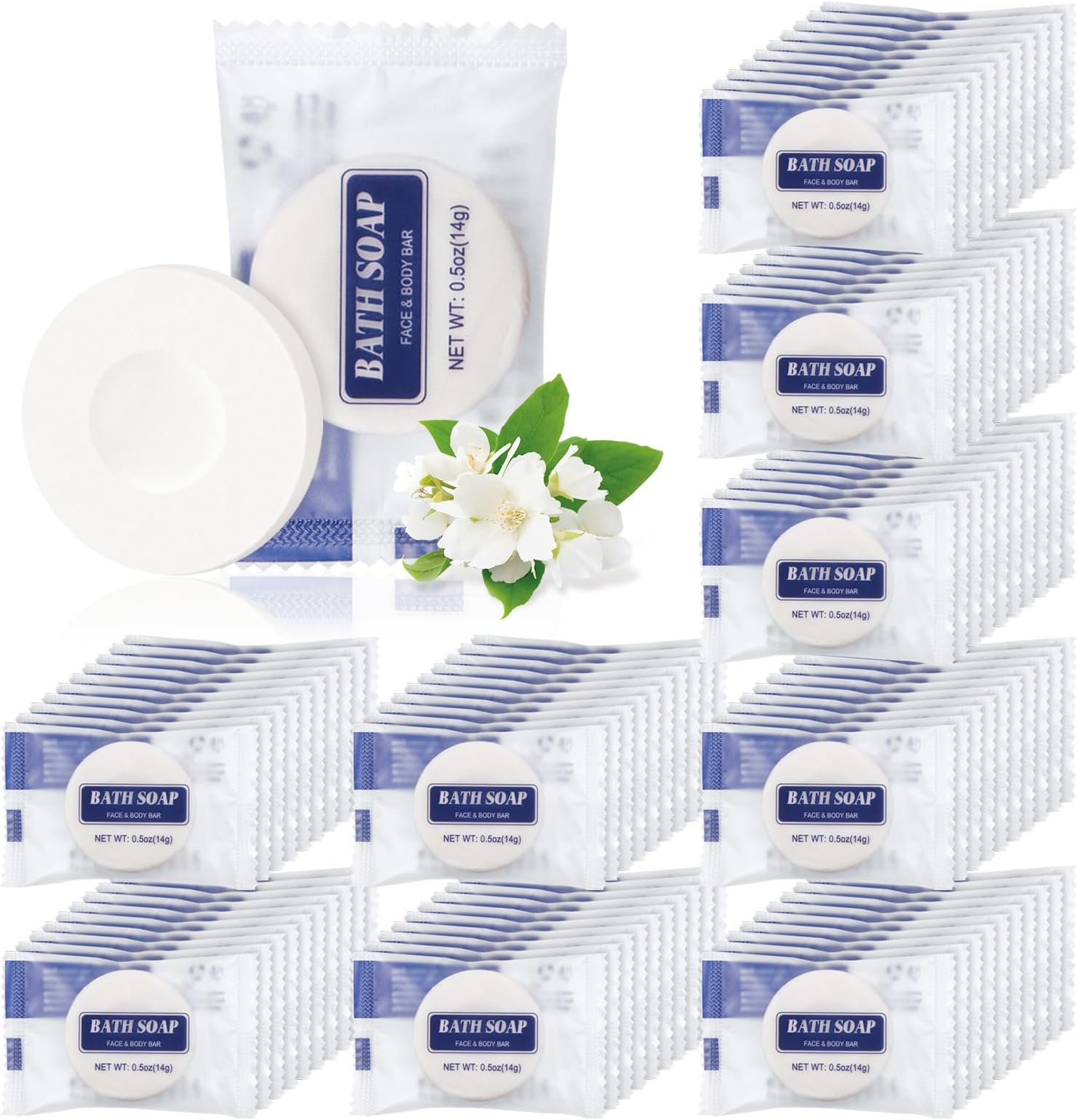 Bulk Bar Soap, 100 Pack Round Mini Soap Bars Bulk Individually Wrapped, 0.5 oz Travel Soap Small Hotel Soaps Travel Size Toiletries for Hotel Guest Bathroom(Round)