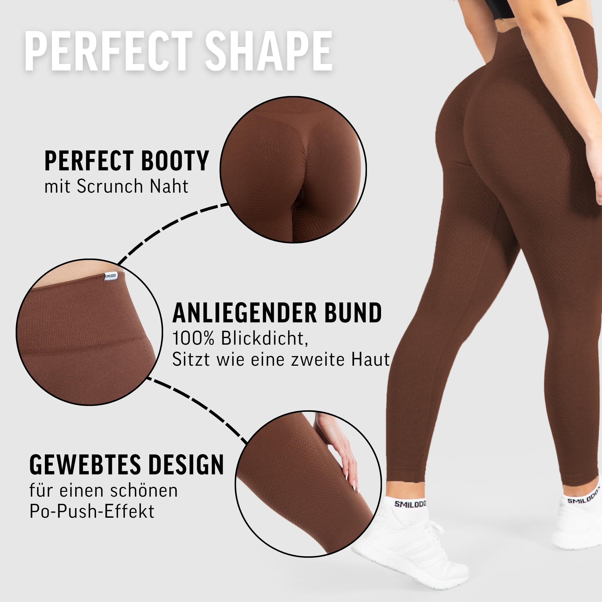 SMILODOX Leggings Damen Amaze Scrunch Pro, Butt Lift Sporthose High Waist V-Shape Trainingshose Seamless Blickdicht Yogahose Für Sport Fitness Alltag