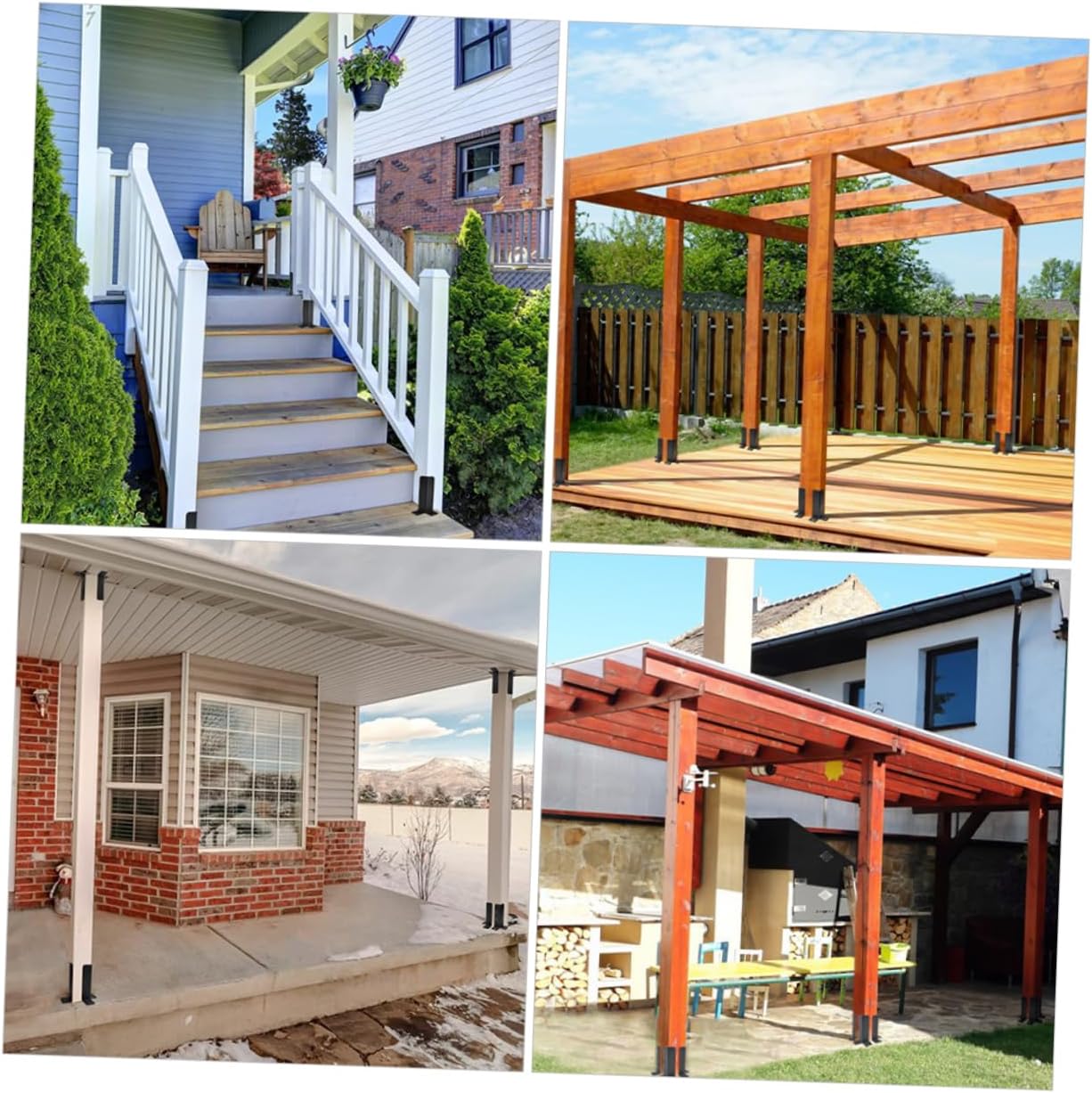 4pcs Post Anchor Brackets for Deck Railing Mailbox Installation Resistant Heavy Duty Fence Support Base for Wood Posts Space-Saving Design