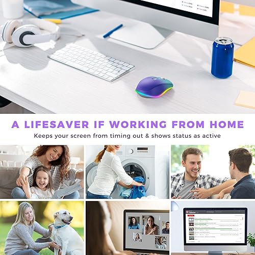 Miniatura 7 de Ratón inalámbrico Jiggler  Ratones inalámbricos LED con motor Jiggler de mouse integrado, mouse móvil recargable para computadora con movimiento