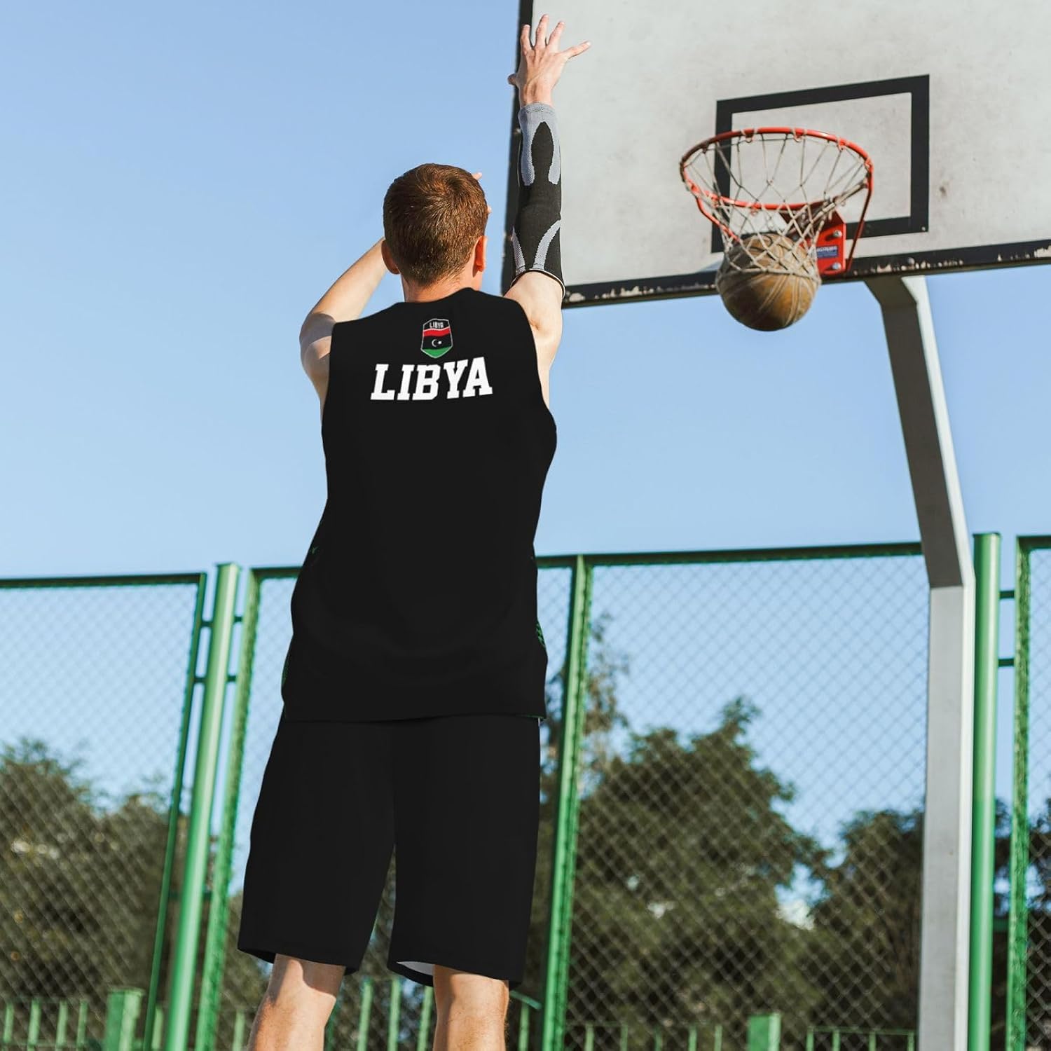 Libya Flag Grain (3) Basketball Jersey Uniform Suit for Men Women Adults Training Athletic Set