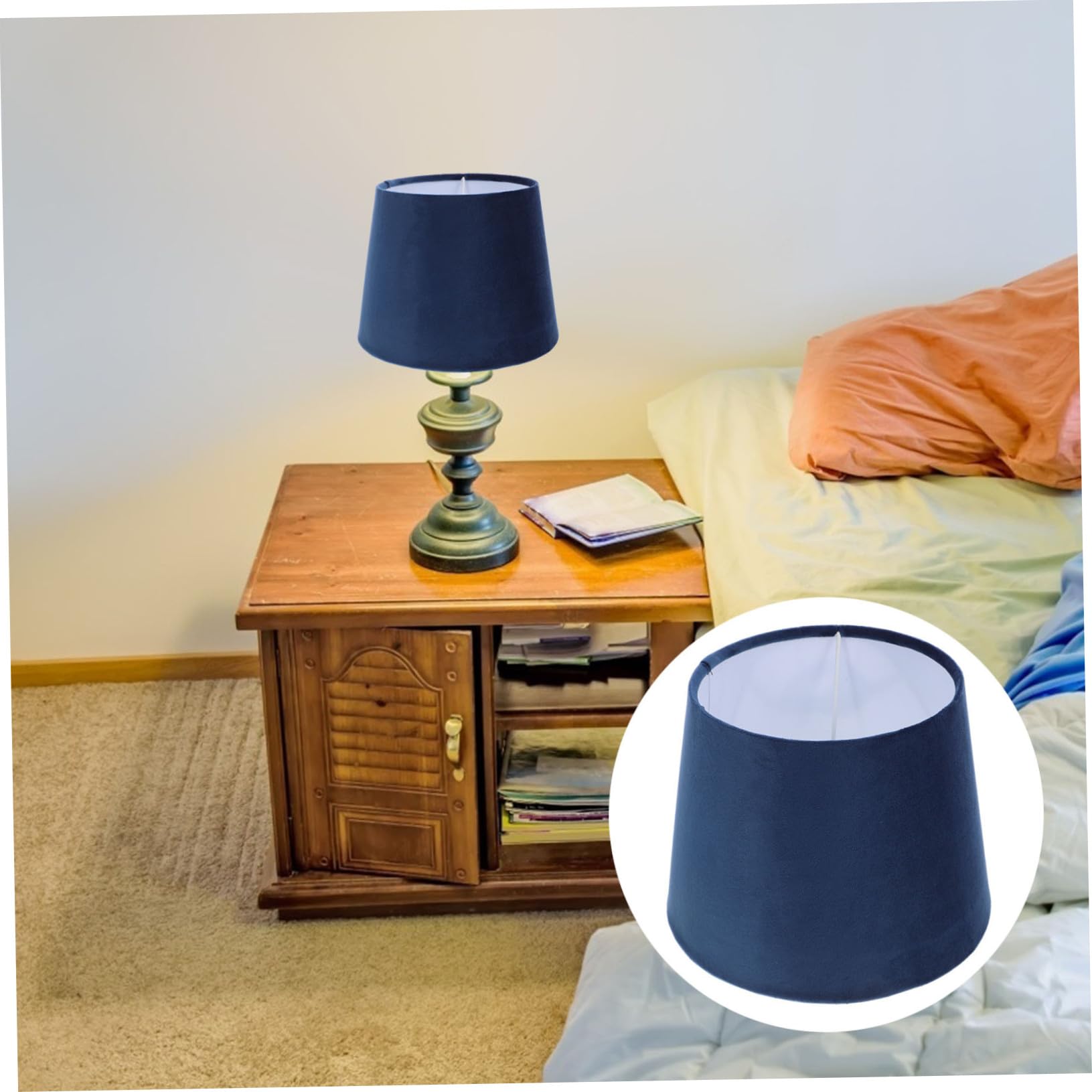 Lampenschirm Stoff Tischlampenschirm Ersatz Lampenschirmabdeckung Für E27 Schreibtischlampe Blau Mit 4,2cm Öffnung Wohnraumnachtlicht