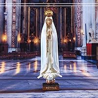 Vista 3 de Figura de Nuestra Señora de Fátima, figuras católicas de la Virgen De Fátima de 8 pulgadas, regalo de decoración religiosa de resina