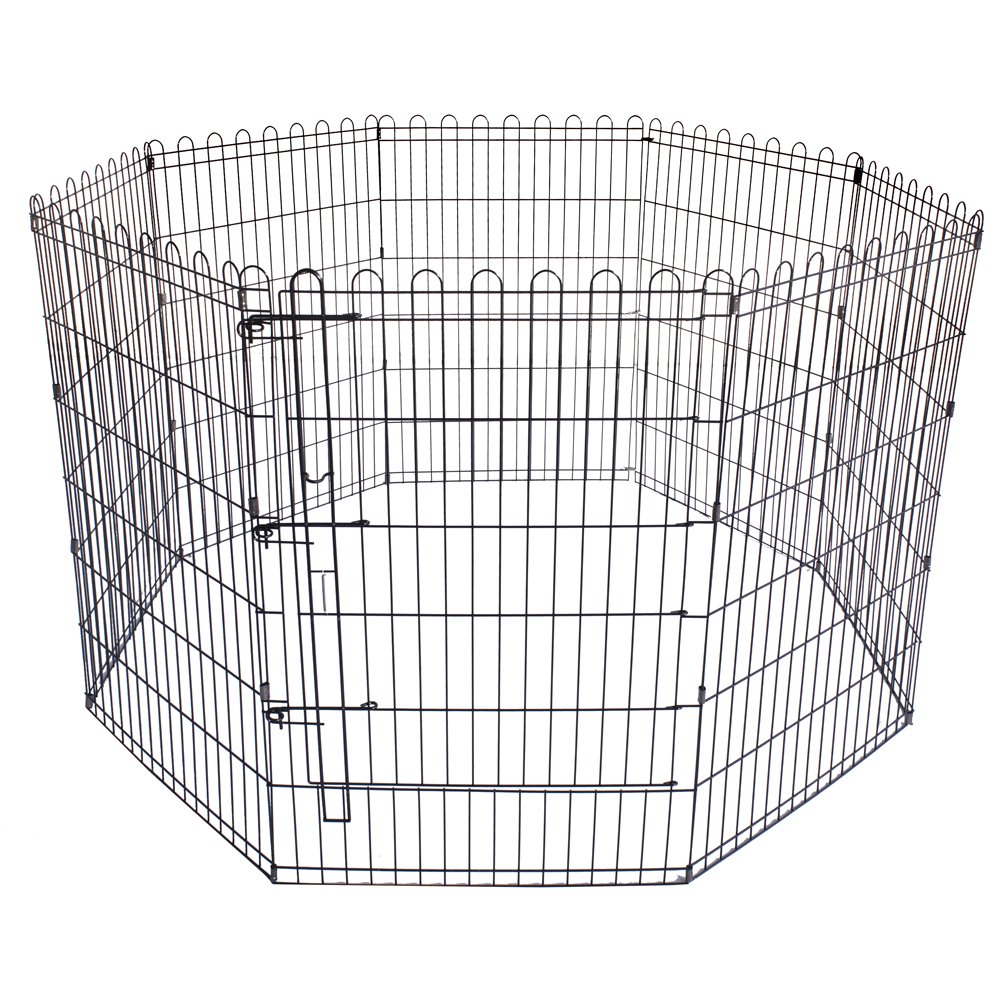 Pet's Solution - Recinto per Cani di Taglia Piccola e Media, con Ampia Porta, Pieghevole, in Metallo Resistente, 91 cm di Altezza, Nero