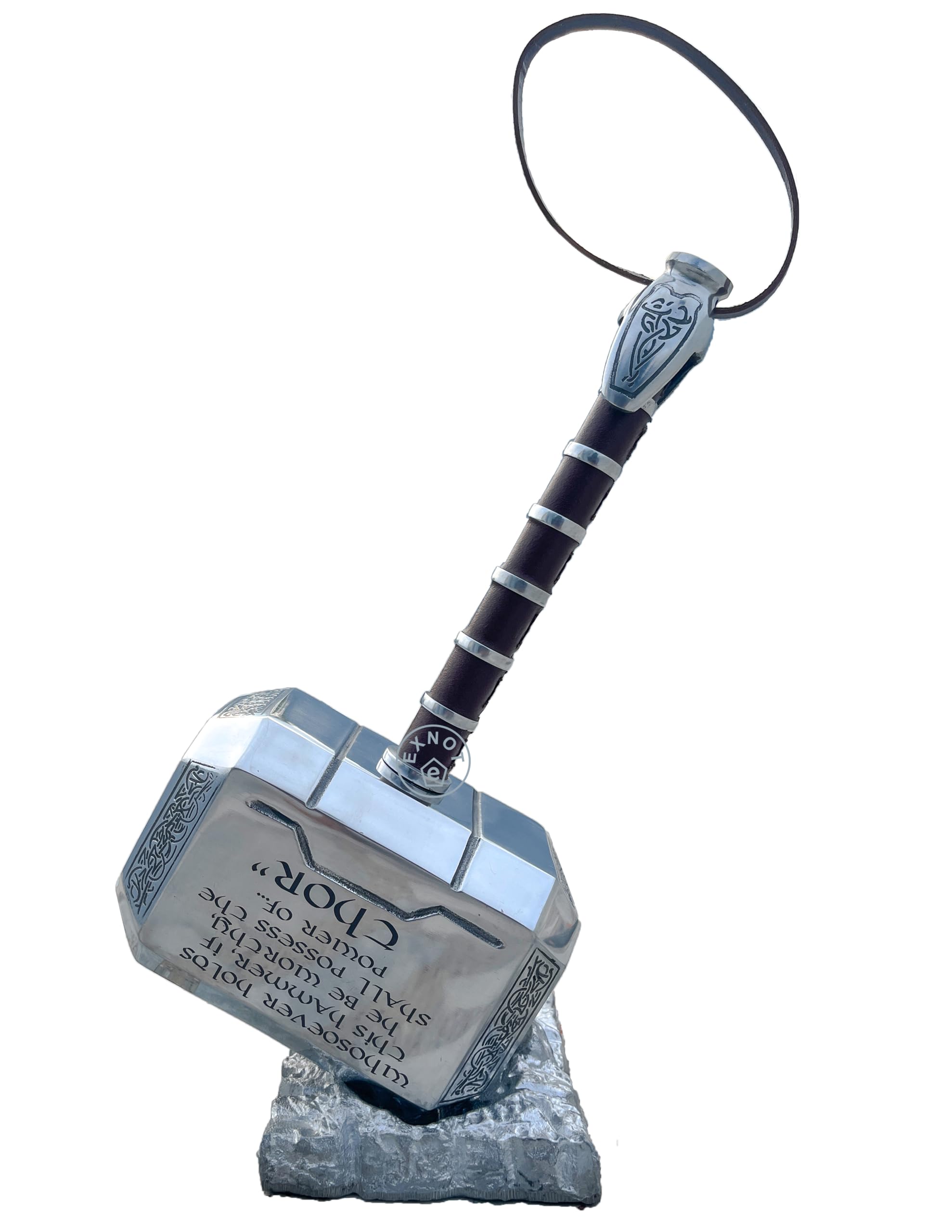 Thor Mjolnir Hammer Replica, scala 1:1, da collezione, costruzione in metallo con base espositiva, accessorio per cosplay
