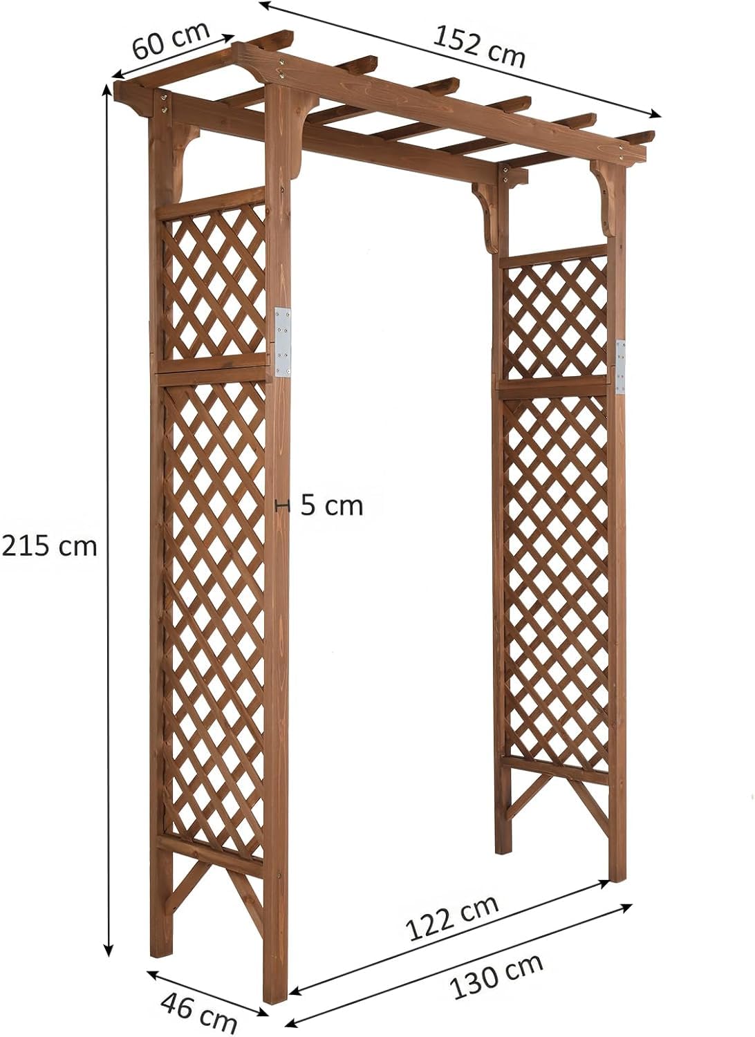 Bonnlo Arche de Jardin en Bois pour Plantes Grimpantes et Rosiers, Pergola Bois avec Sommet Plat pour Décoration de Fête/Mariage