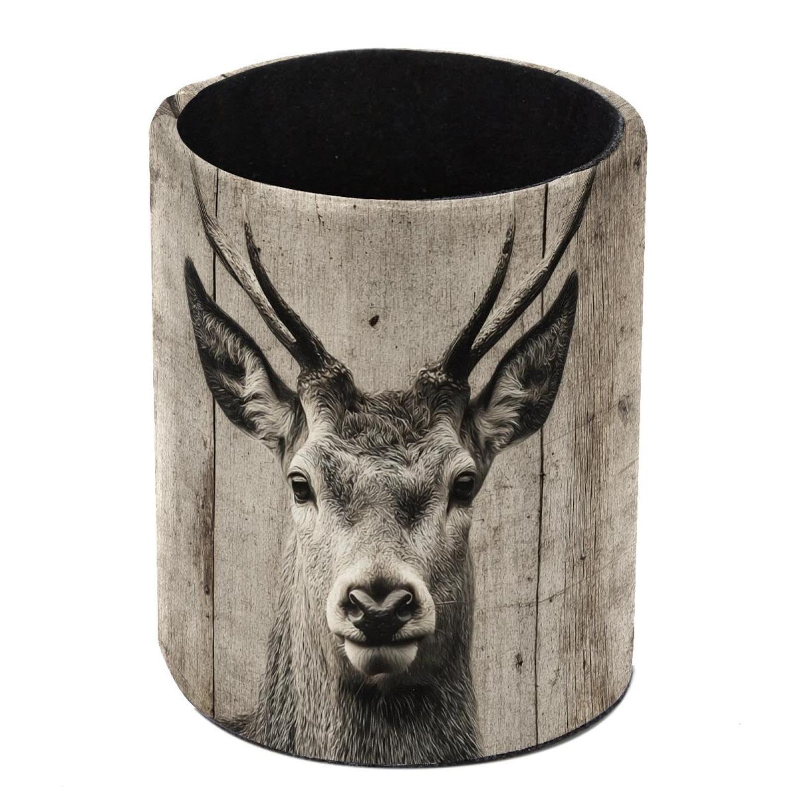 FWJZDSP Ancient Wooden Wall Deer Pencil Cup Pen Organizer Makeup Brush Holder for Office Home Countertop Desk Accessory Storage