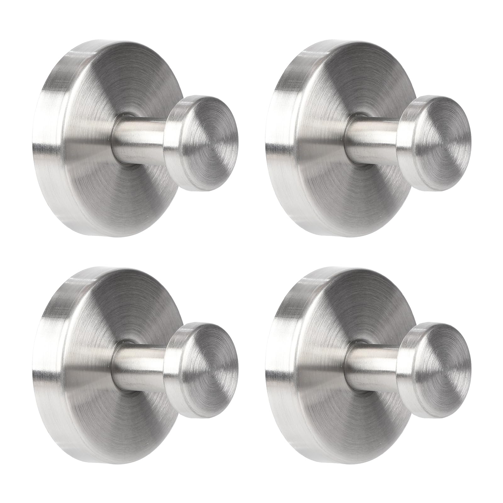 HZPZPP Self Adhesive Hooks for Shower: 304 Stainless Steel Extra Strong 5KG Hanger for Bathroom, Kitchen, Door, Tile, Glass β Towel, Loofah, Coat, Garland, Robe β Waterproof & Rustproof (4Pcs Silver)