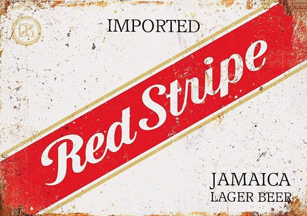 Bonoff Red Stripe Jamaican Beer Vintage Tin Sign Metal Decor Metal Sign Metal Sign 8X12 Inches