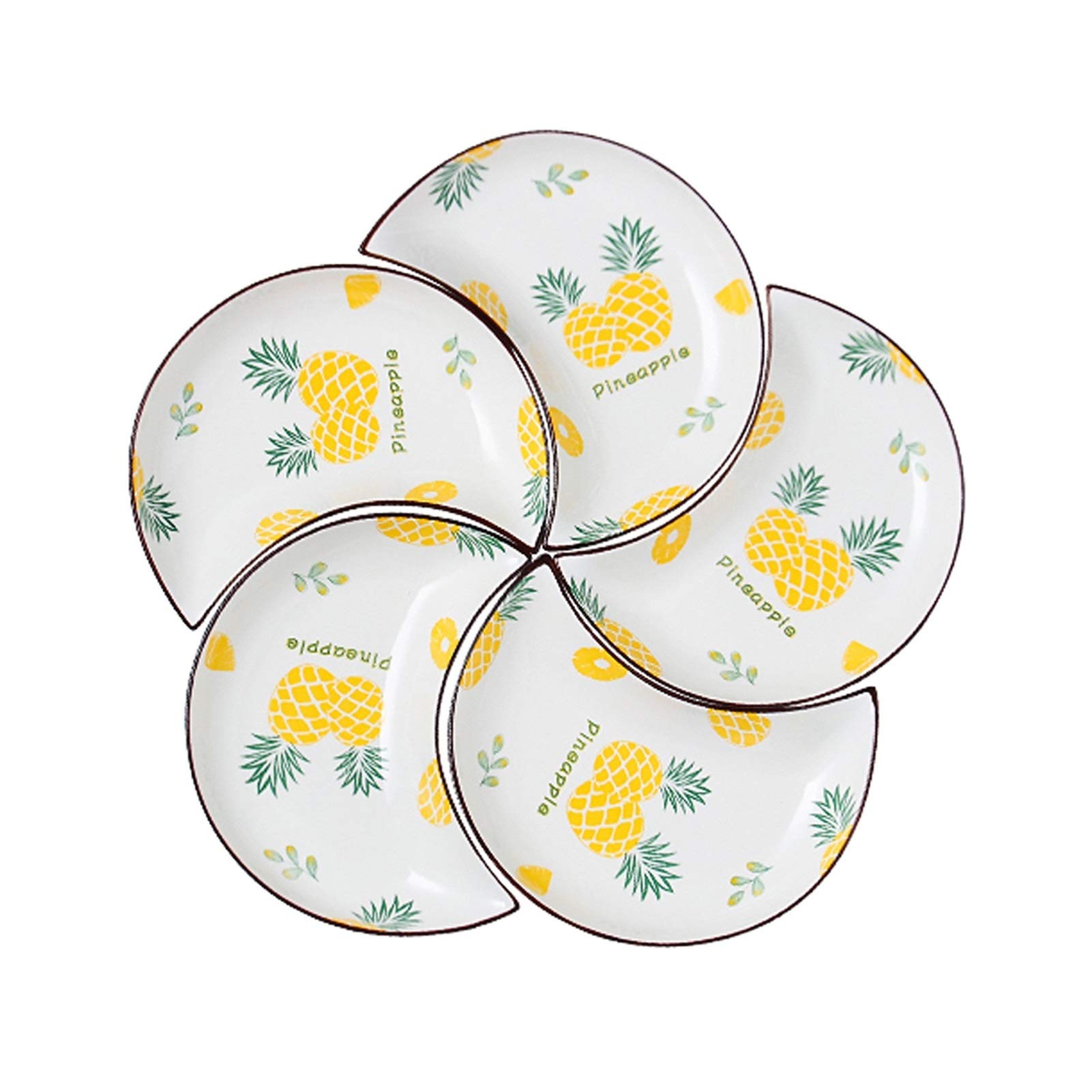 HEXEH Salatteller 5 stücke Home Essning Platte Keramik Geschirr Set Sauce Teller Soy Sauce Tauchschüsseln Exquisite Mondförmige Dessertplatte Kaltes Teller Plastikteller (Color : A)