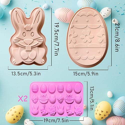 Miniatura 2 de Mauts-inus Moldes para huevos de Pascua, moldes de chocolate grandes, utilizados para hacer, moldes de dulces de chocolate de conejo de Pascua,