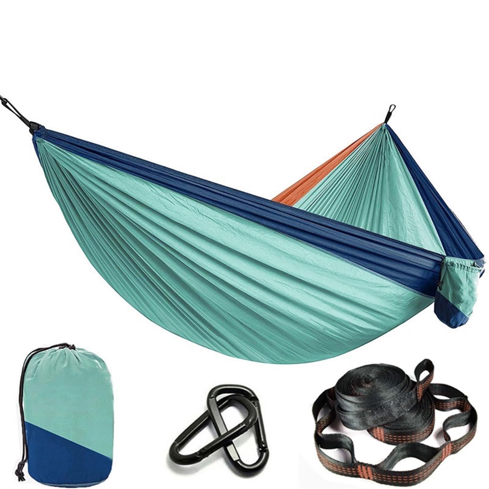 Hängematte Ultraleichte Camping-Hängematten, Gartenschaukeln for den Außenbereich, Hängematten mit 210-t-Nylon-Fallschirm und verstellbaren Schlaufen, Hängemattengurte(Color:Light Blue 3)