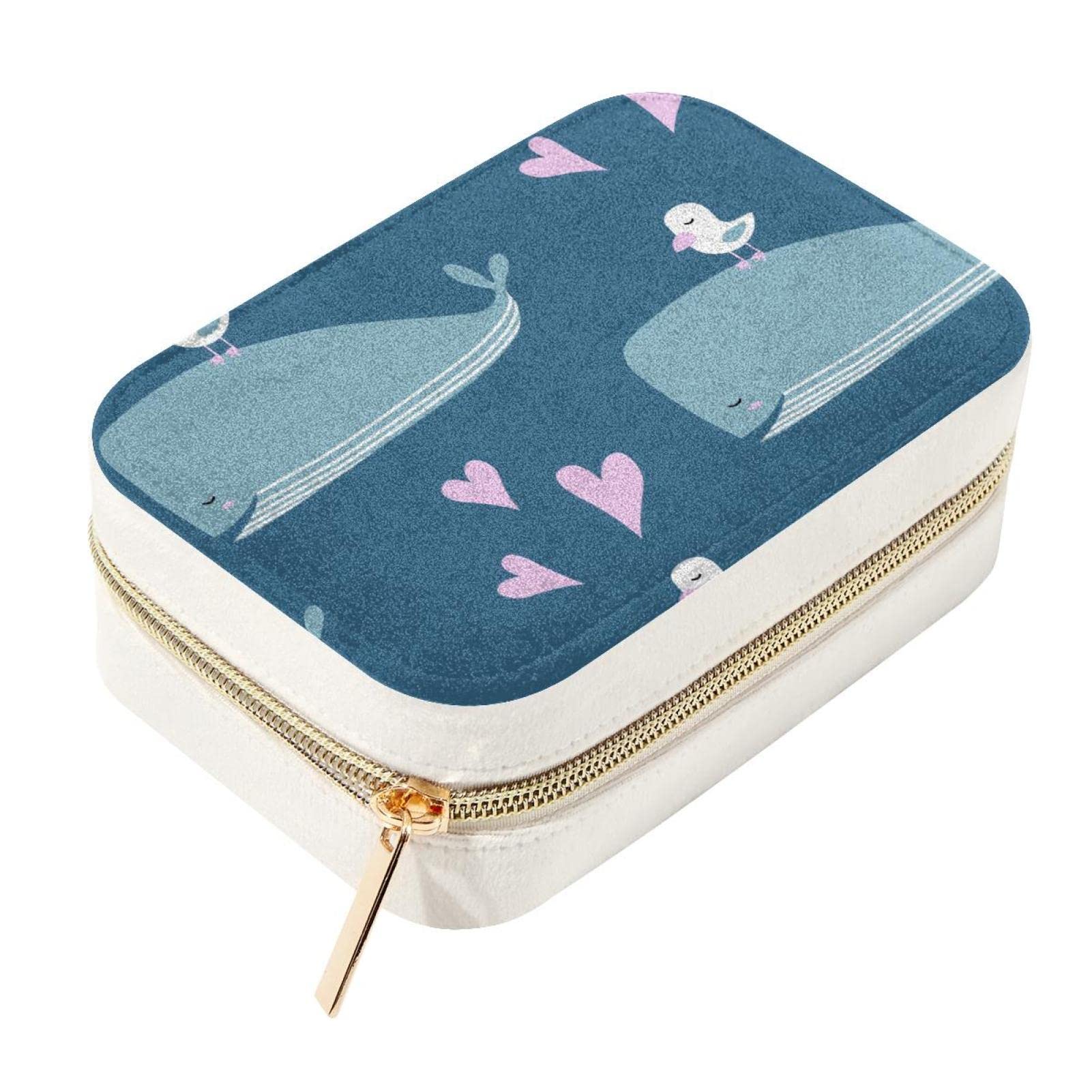 Boîte à bijoux baleine compacte avec zip métal pour ranger vos bracelets