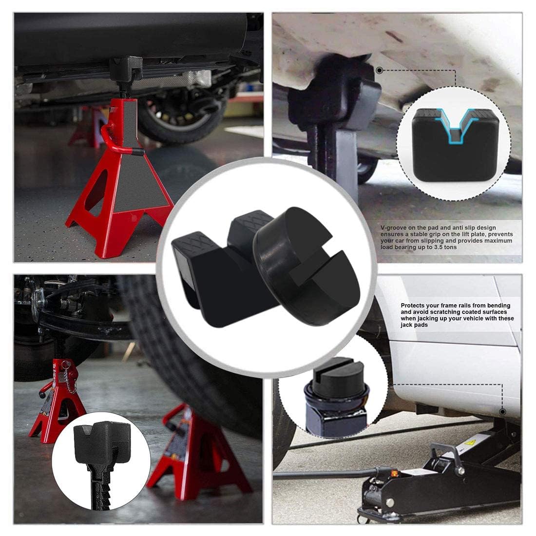 CZS Adapter Jack Pad Gumowy do stojaków podnośnikowych Uniwersalne gumowe podkładki do wysokich podnośników samochodowych ze stalowymi stojakami na podnośniki samochodowe, rama szczelinowa, szyna,