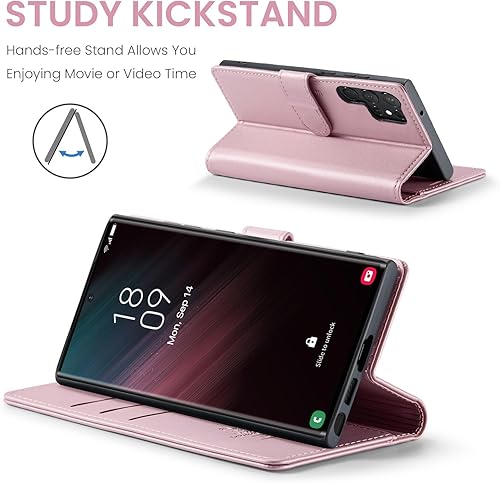 Miniatura 4 de FLIPALM Funda tipo cartera para Samsung Galaxy S23 Ultra con bloqueo RFID, soporte para tarjetas de crédito, de piel sintética, función atril,