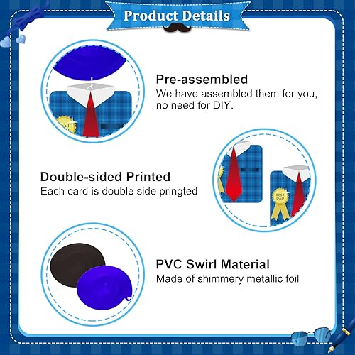 Miniatura 5 de Decoraciones para el Día del Padre, decoraciones de fiesta del Día del Padre incluyen pancarta de feliz día del padre y espirales colgantes,