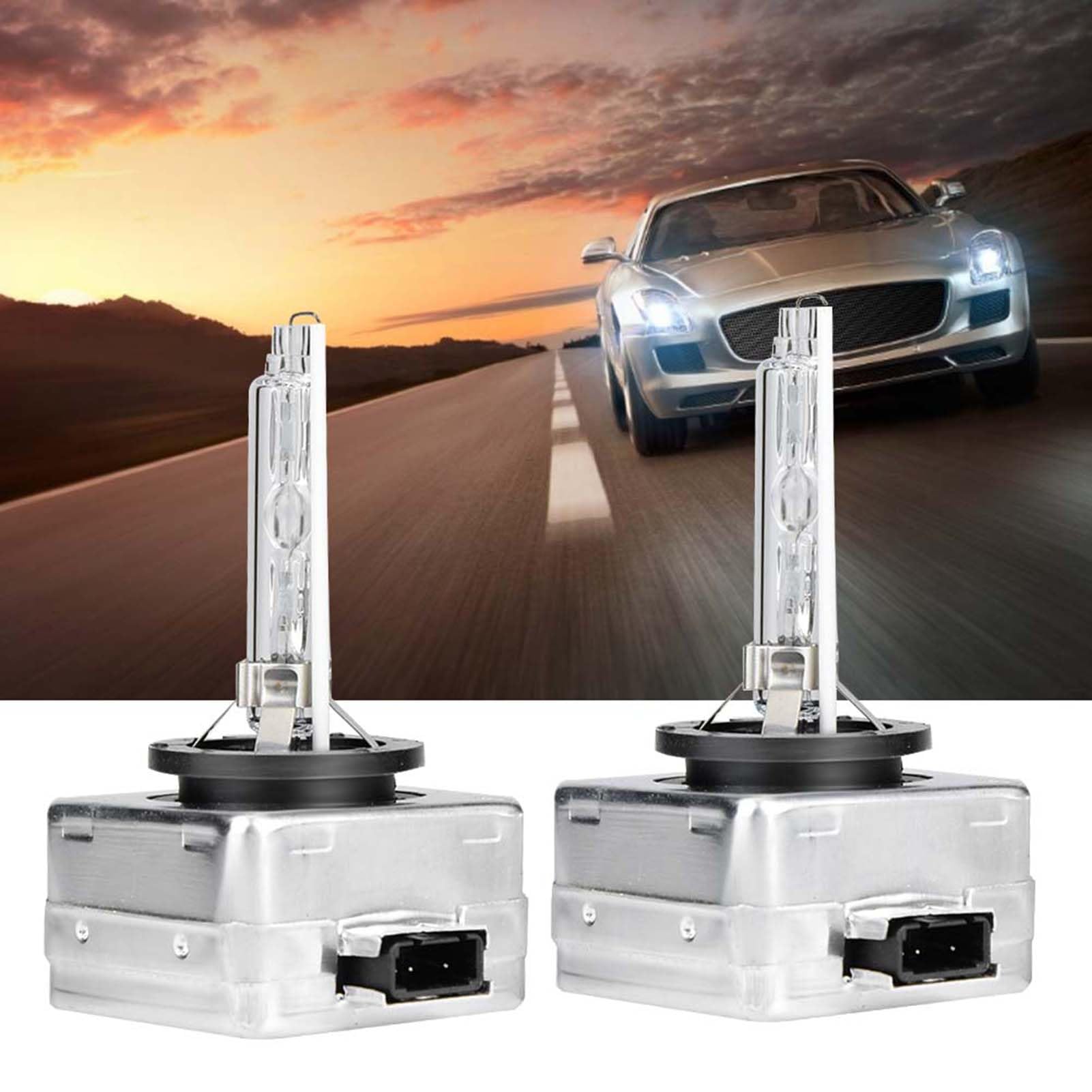 2Pcs D1S 6000K 35W Faros delanteros Bombilla Lámpara de xenón Reemplazo de base de metal Lámparas de faros