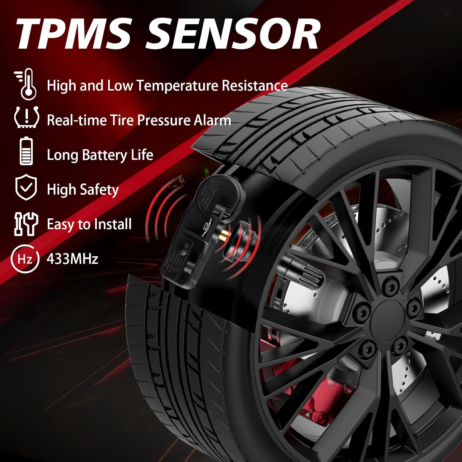 4PCS 433MHz Pre-Programmed TPMS Sensor Fit for Dodge 2011-2020 Journey, 2010-2020 Challenger, Charger; Jeep 2011-2015 Grand Cherokee, Wrangler; Chrysler Town and Country, 300, OE 56029398AB