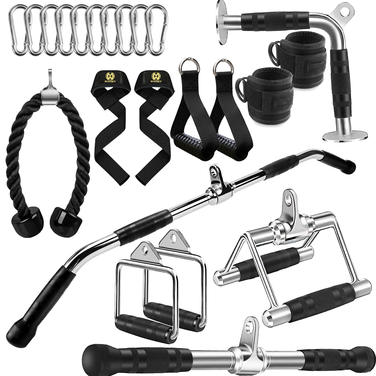 WNOEY Cable Machine Attachment, Cable Attachments for Gym, Gym Cable Attachments, Cable Machine Attachments Set