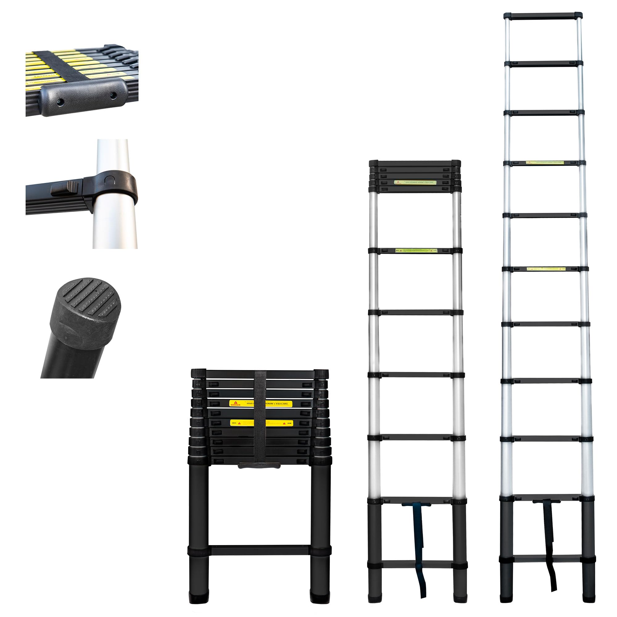 HOSTRÖM Telescopic Ladder 3.2 m Telescopic Telescopic Telescopic Ladder Telescopic Aluminium Folding Extendable Maximum Working Height 4.10 m Standard EN131 5 Year Warranty