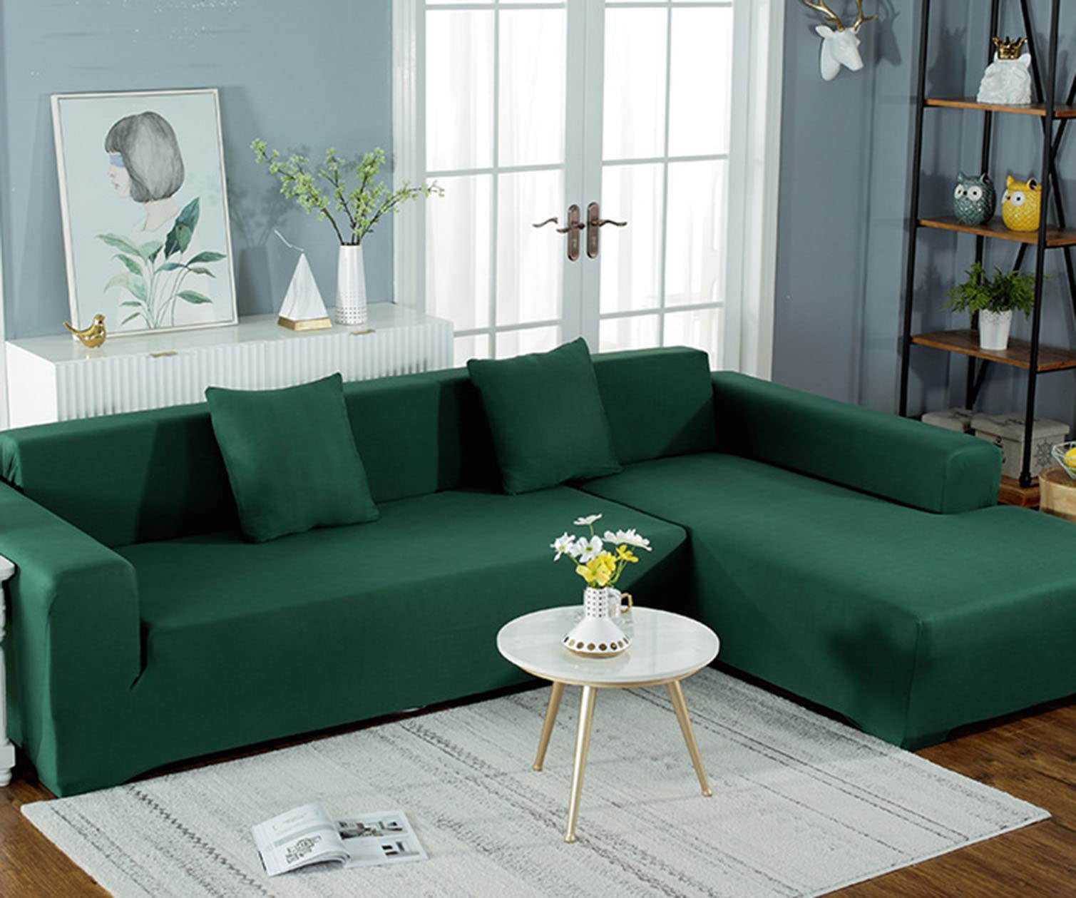Green Sectional Sofa With Removable Slipcovers