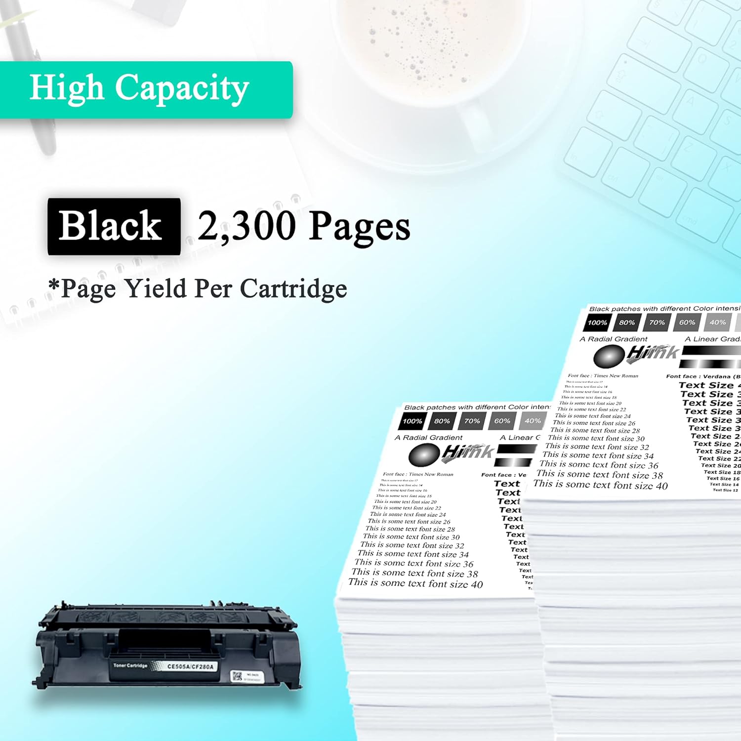 HIINK Compatible Toner Cartridge Replacement for HP CE505A 05A Toner Cartridge use with LaseJet P2035 P2035n P2055d P2055dn P2055x (Black, 2-Pack)