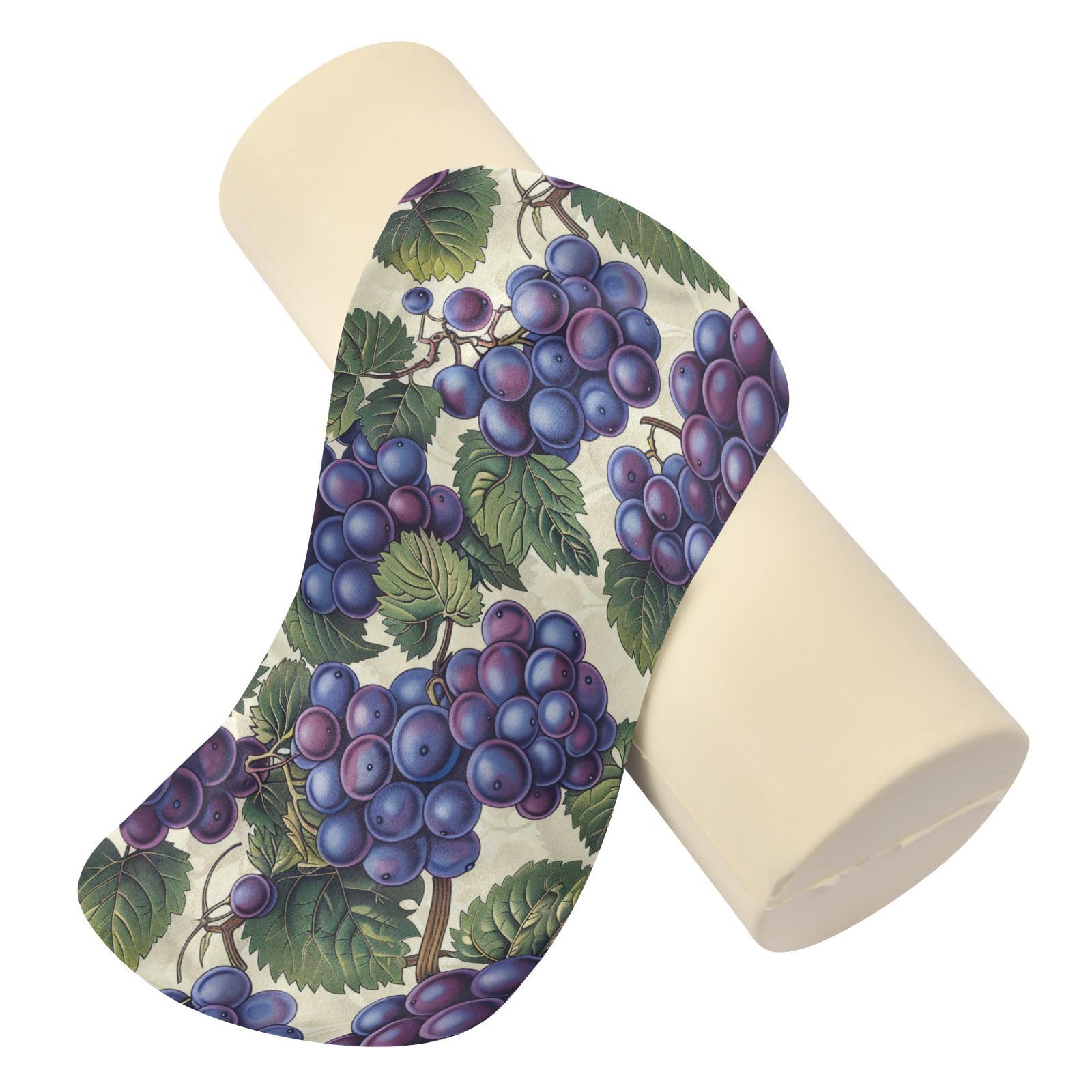 miaozhen Yummy Grapes Pattern Purple Round Cushion Pillow Decorative Cylinder Pillows for Bed cojin para el Cuello 5.5''x17''