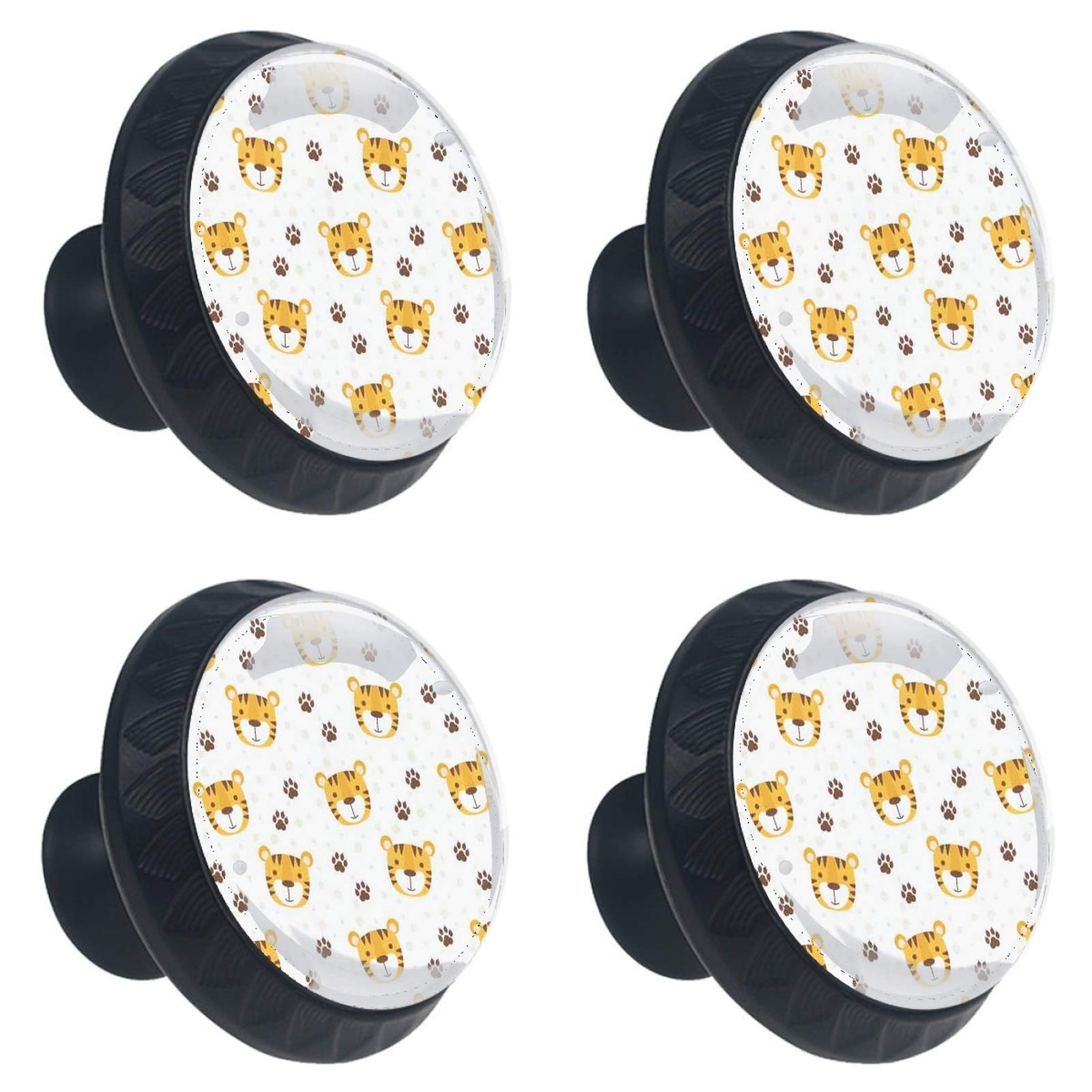 Boutons de tiroir en verre coloré tigre : lot de 4 poignées avec vis pour meuble